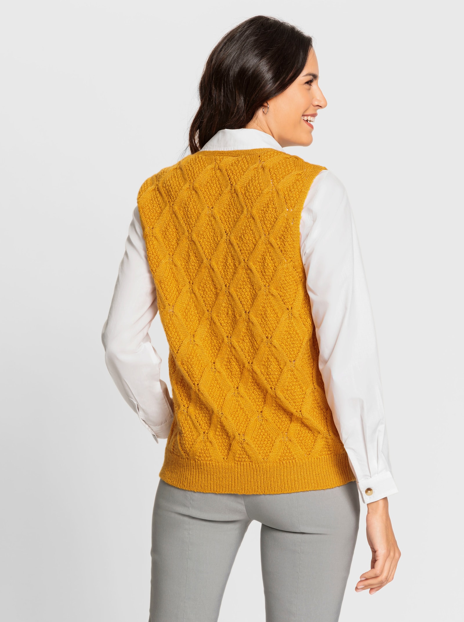 Slip-over met V-hals - oker