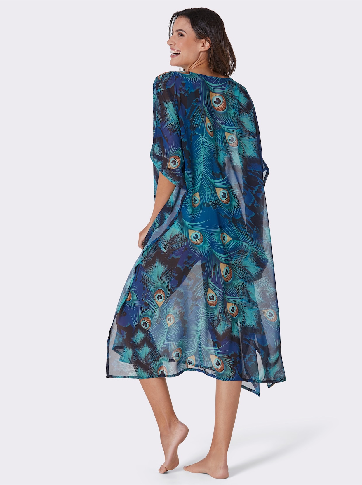 feel good Kaftan - royalblau-blaugrün-bedruckt