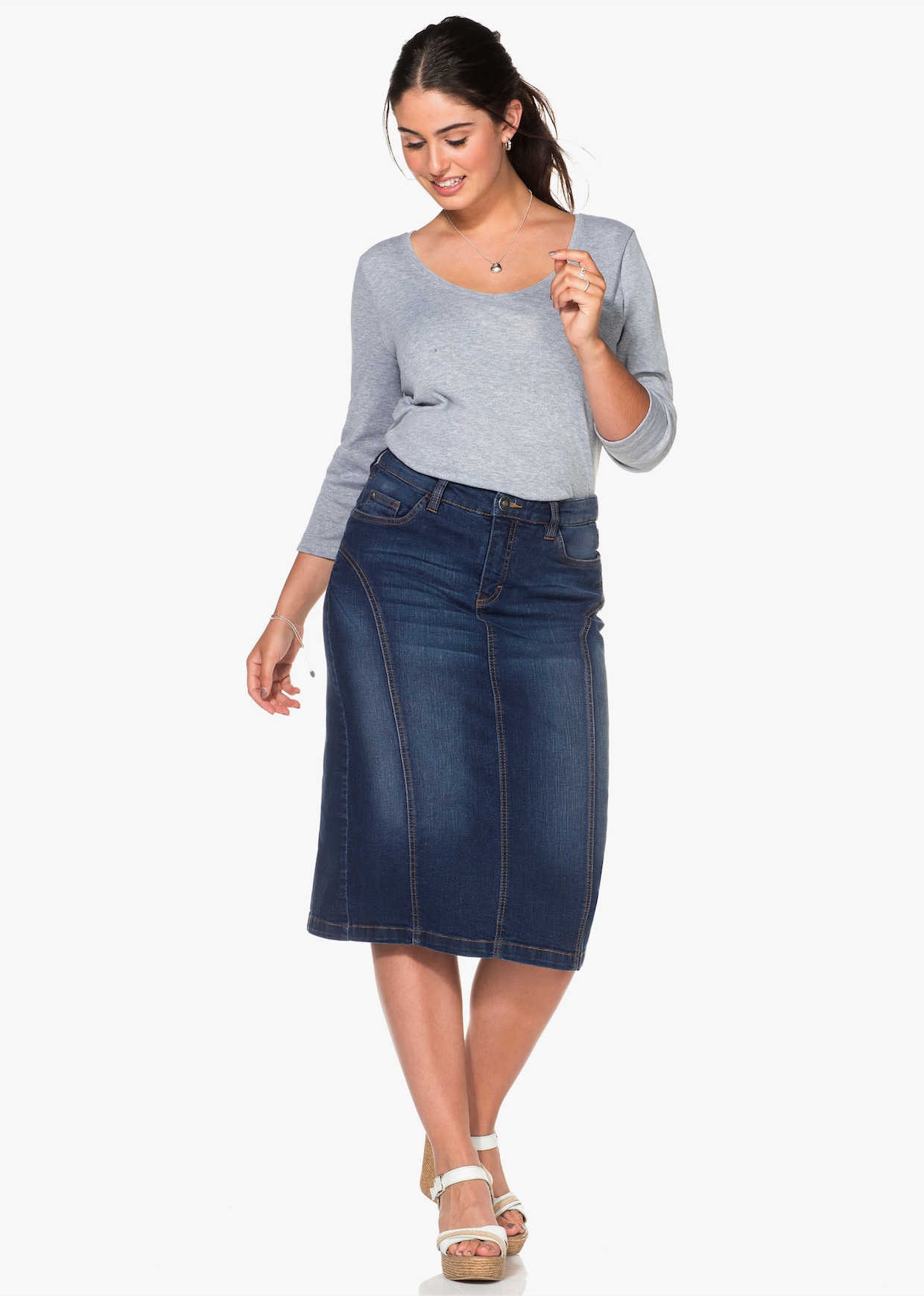 sheego Jeansrok - dark blue denim