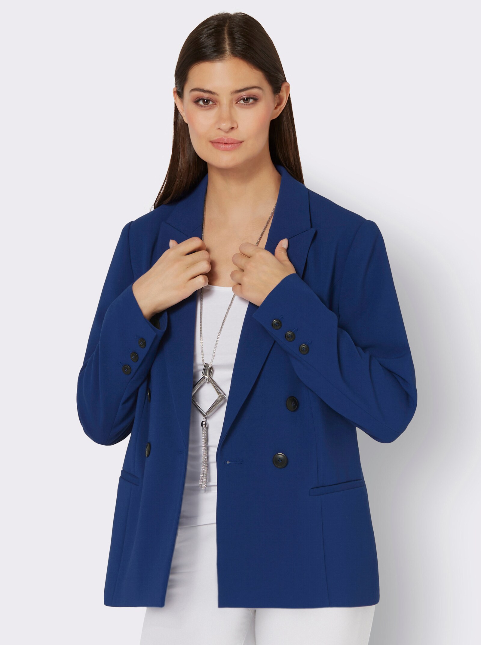 Blazer in Doppelreiher-Optik - royalblau