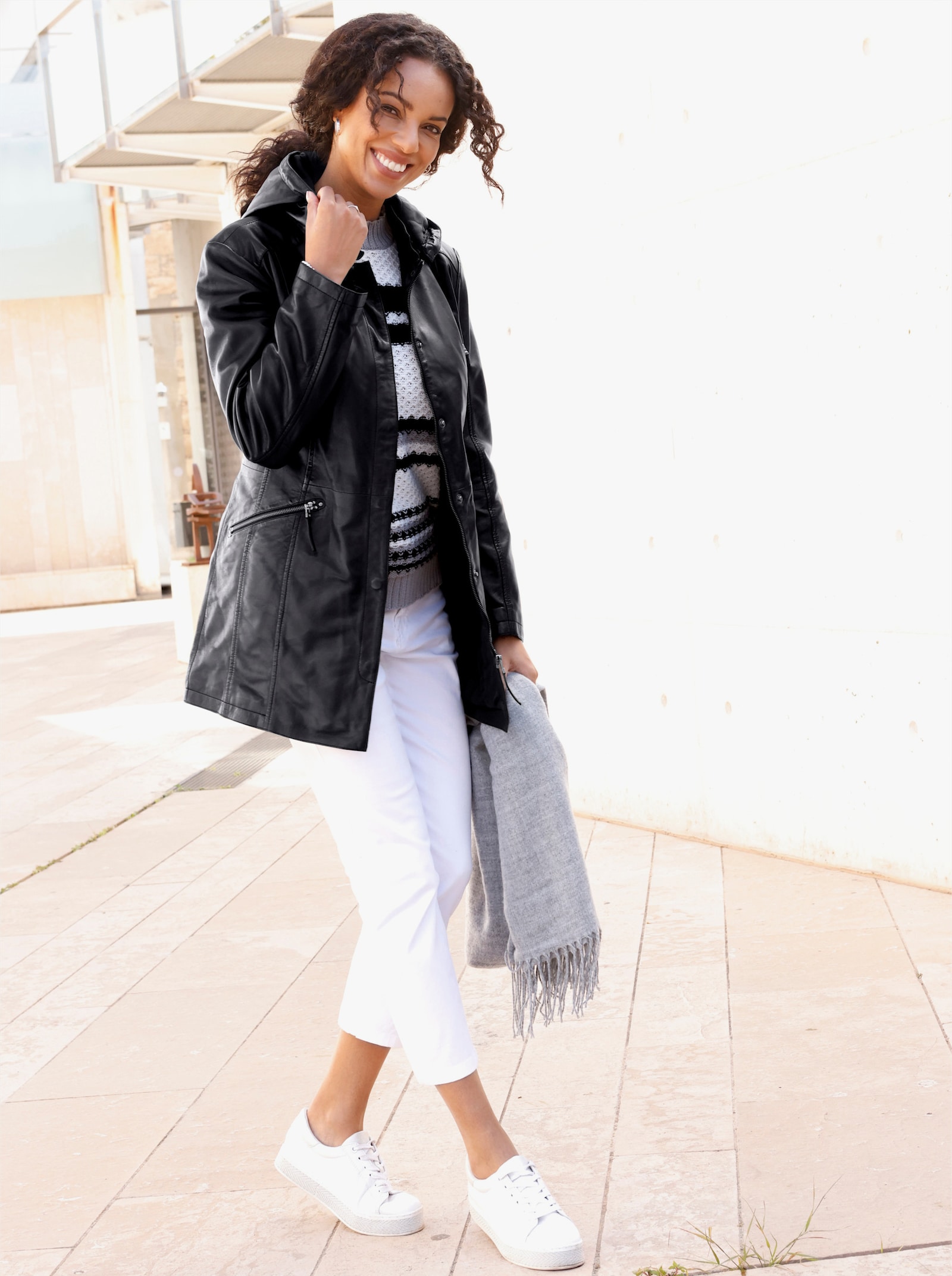 Lederjacke aus Lamm-Nappa - schwarz