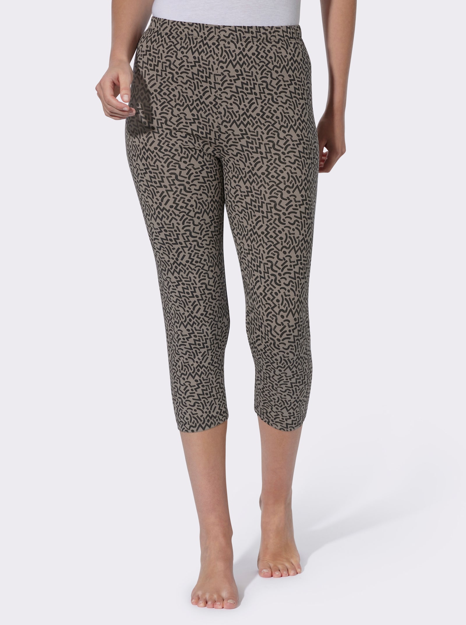 Leggings im grafischen Druckmuster - taupe-schwarz-bedruckt