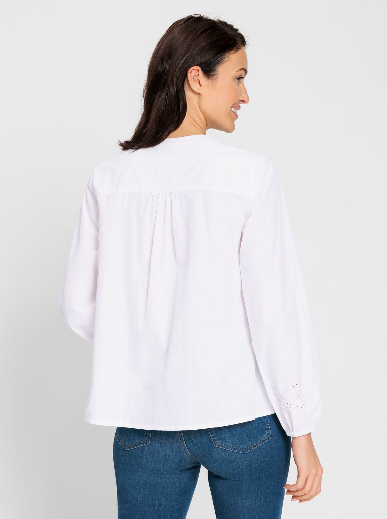Langarm-Bluse - ecru