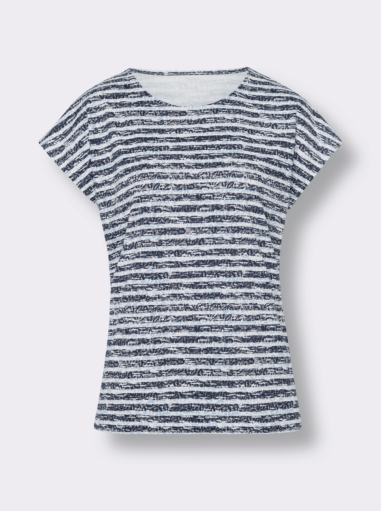 Kurzarmshirt im Ringel-Dessin - marine-ecru-geringelt