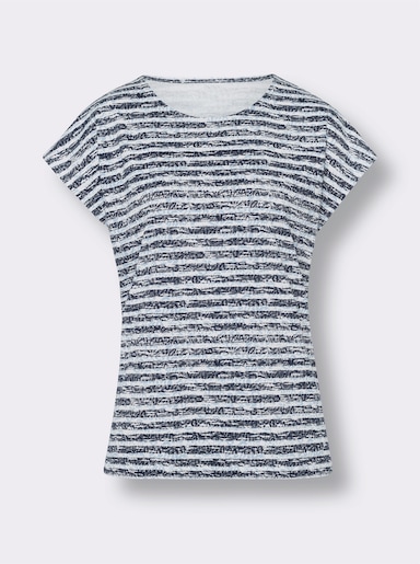 Kurzarmshirt - marine-ecru-geringelt