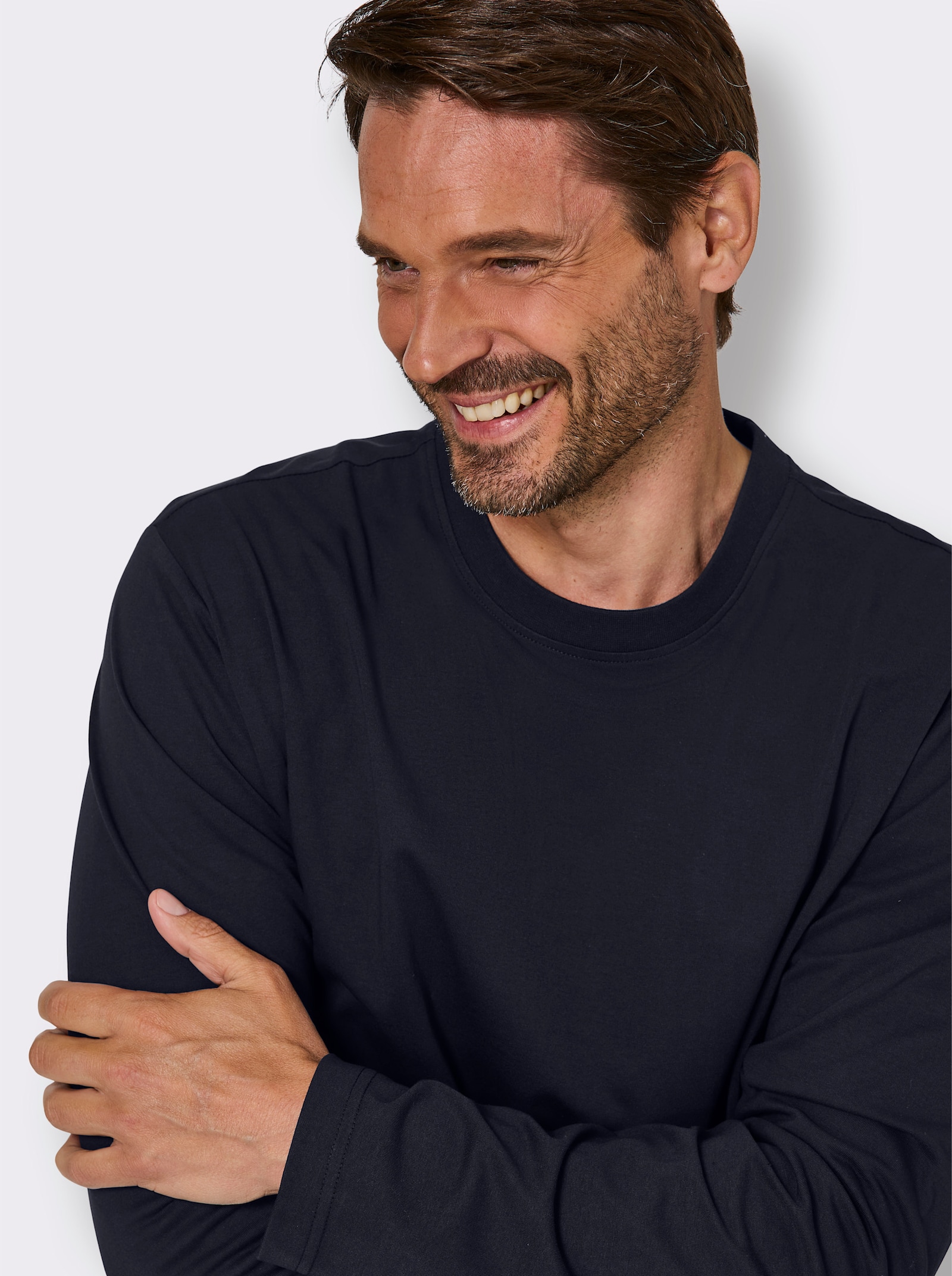 wäschepur men Schlafanzug-Shirt - marine + anthrazit-meliert