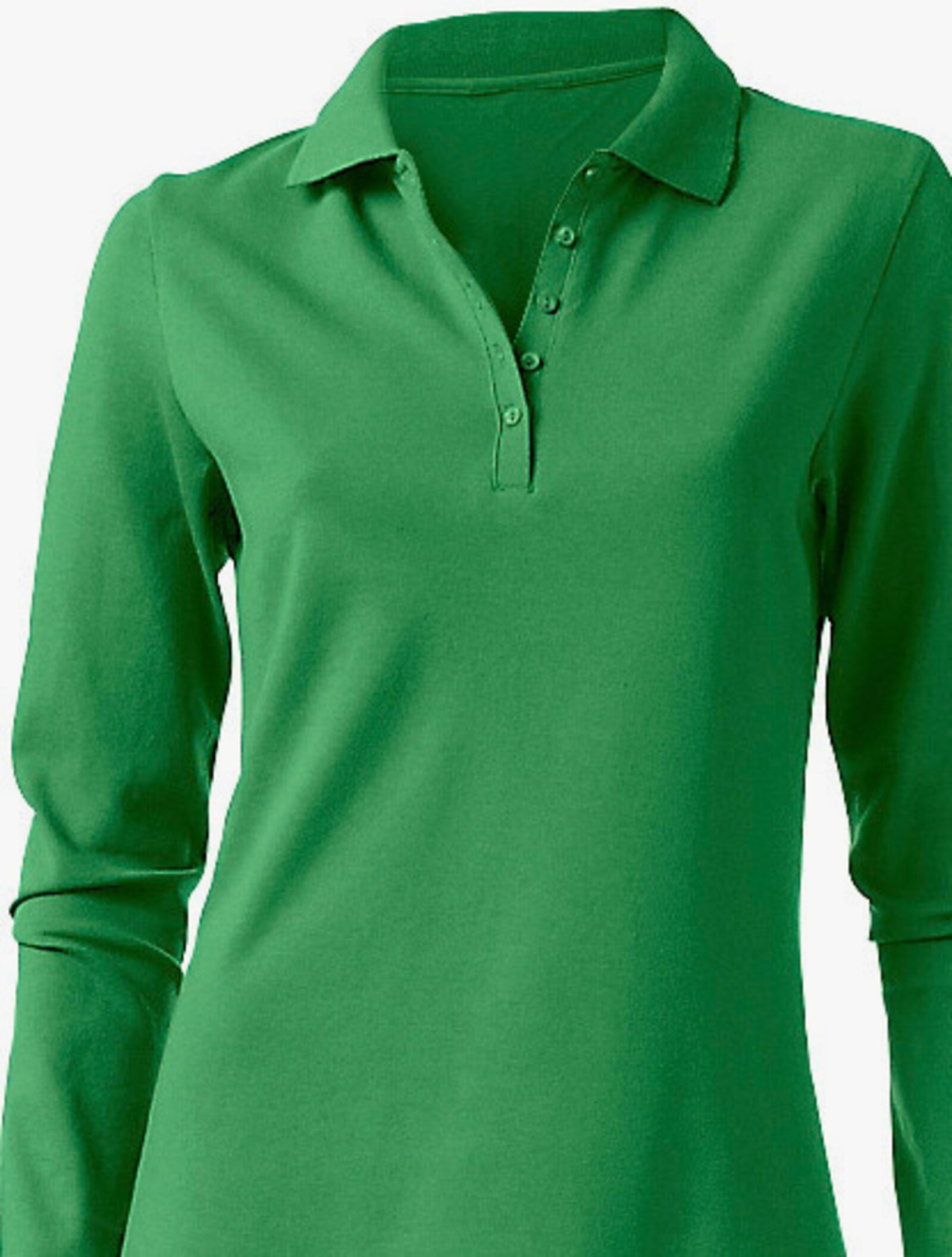 heine Langarm-Poloshirt in Pikee-Qualität - grün