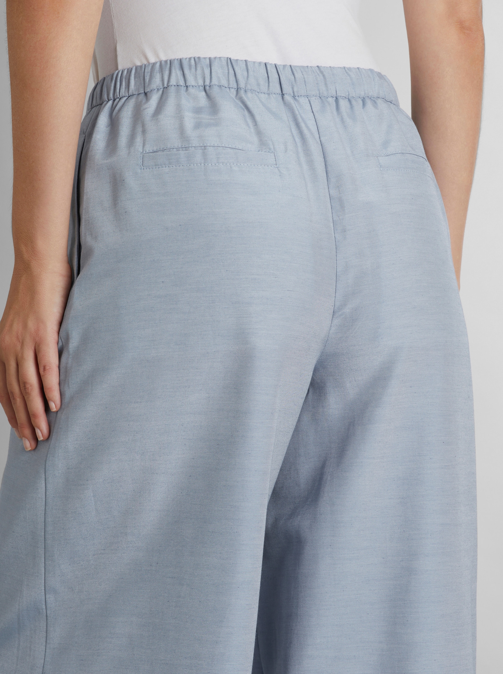heine Webhose mit Bundfalten - taubenblau-meliert