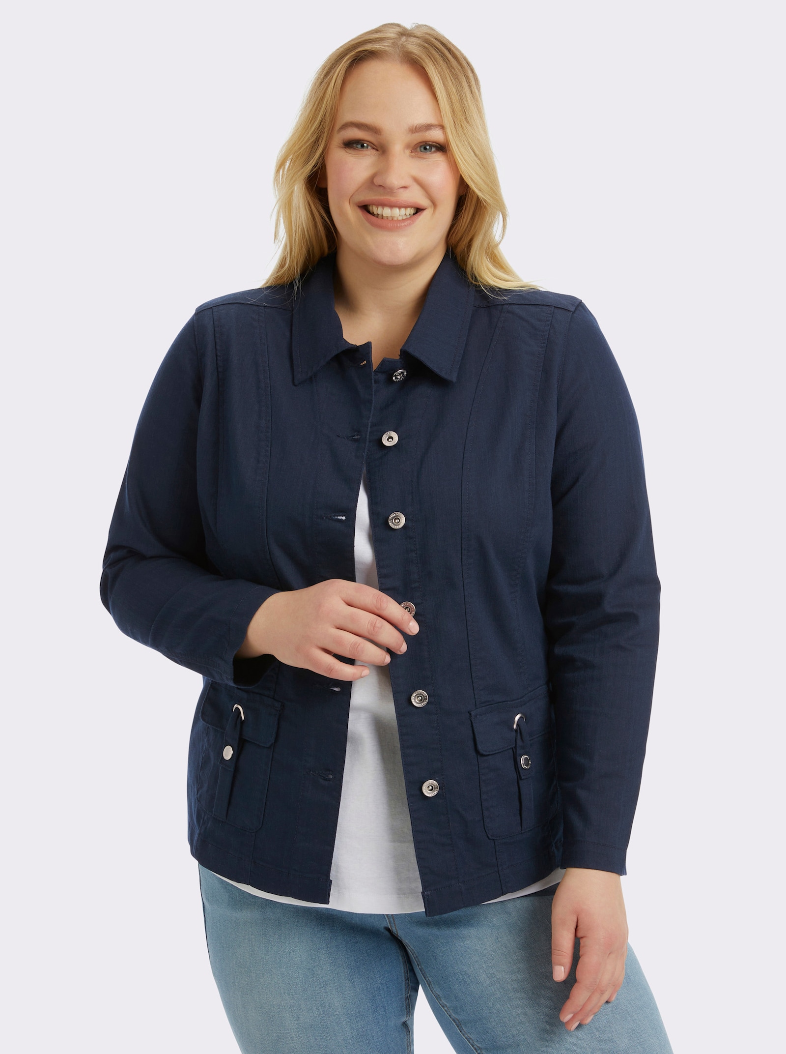 Jackenblazer in Denim-Optik - marine