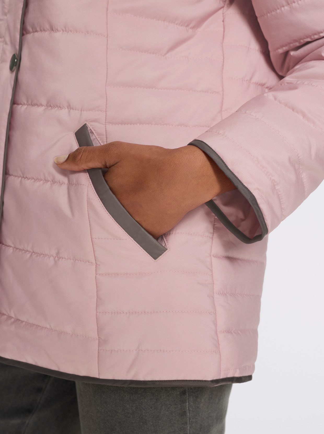 Gewatteerde jas met capuchon en opstaande kraag - hortensia