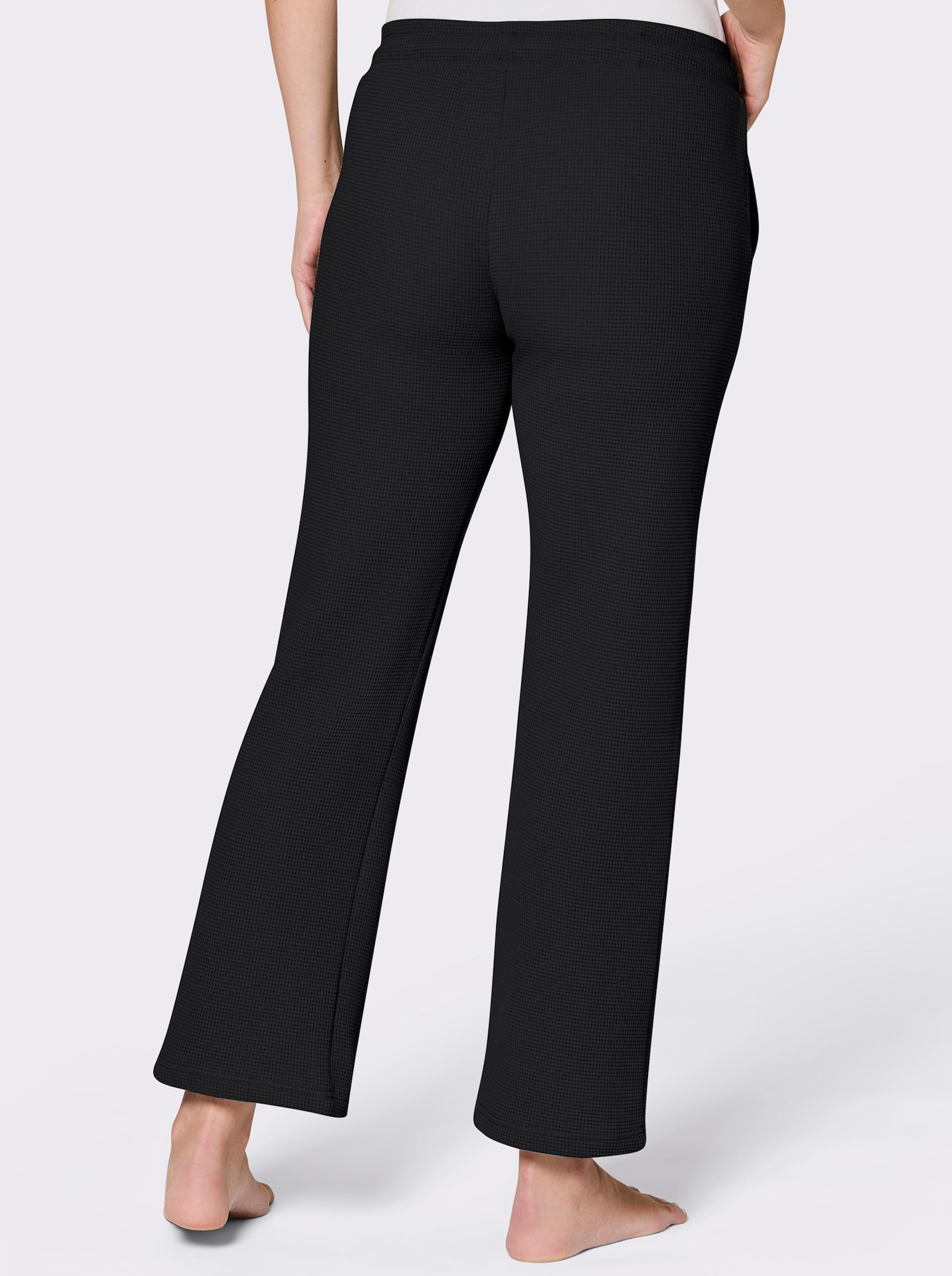feel good Dehnbund-Hose mit Waffelstruktur - schwarz