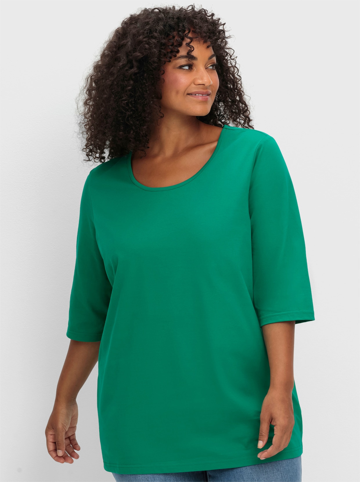 sheego 3/4-Arm-Shirt - grün