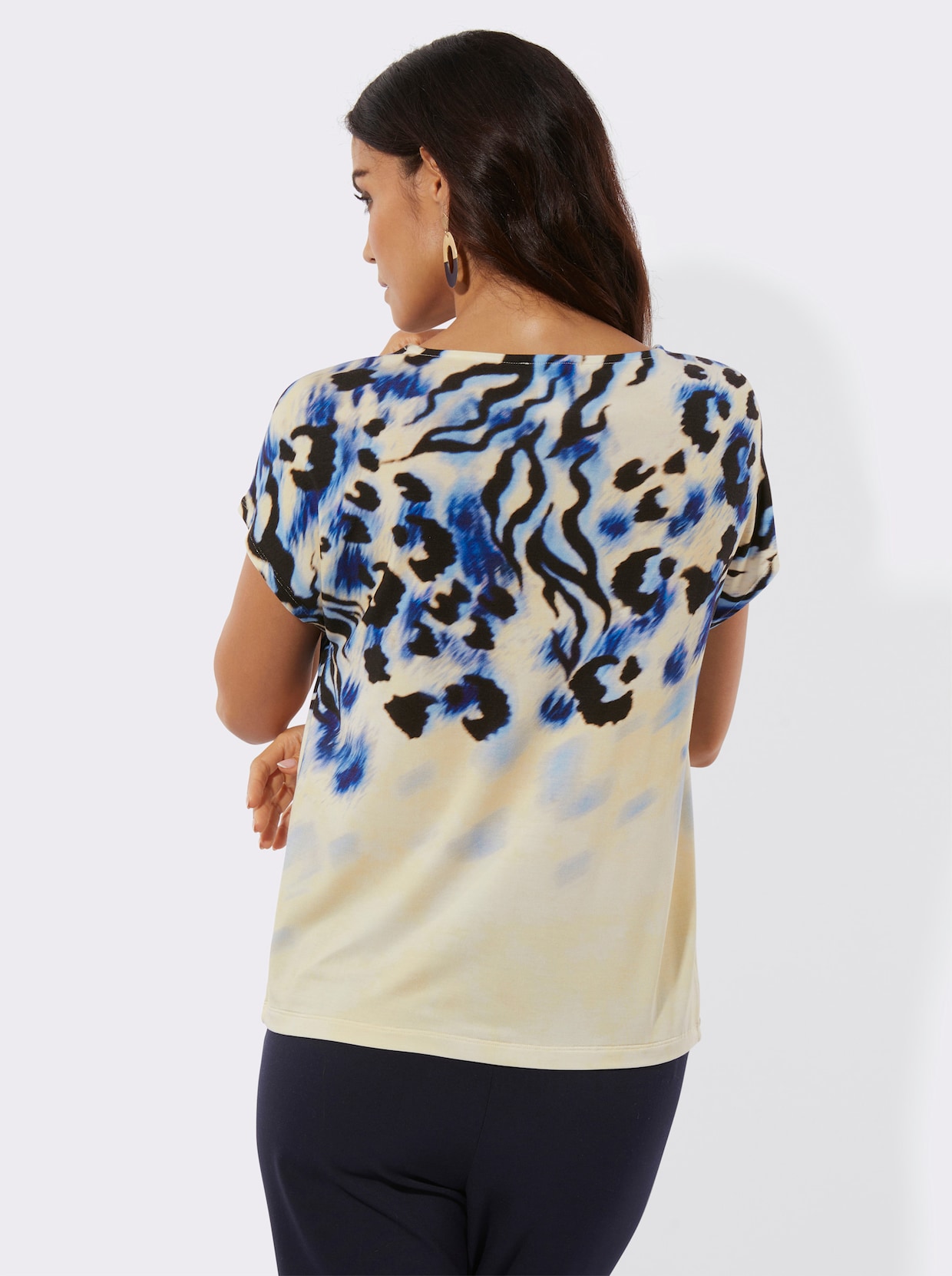 Print-Shirt - champagner-eisblau-bedruckt