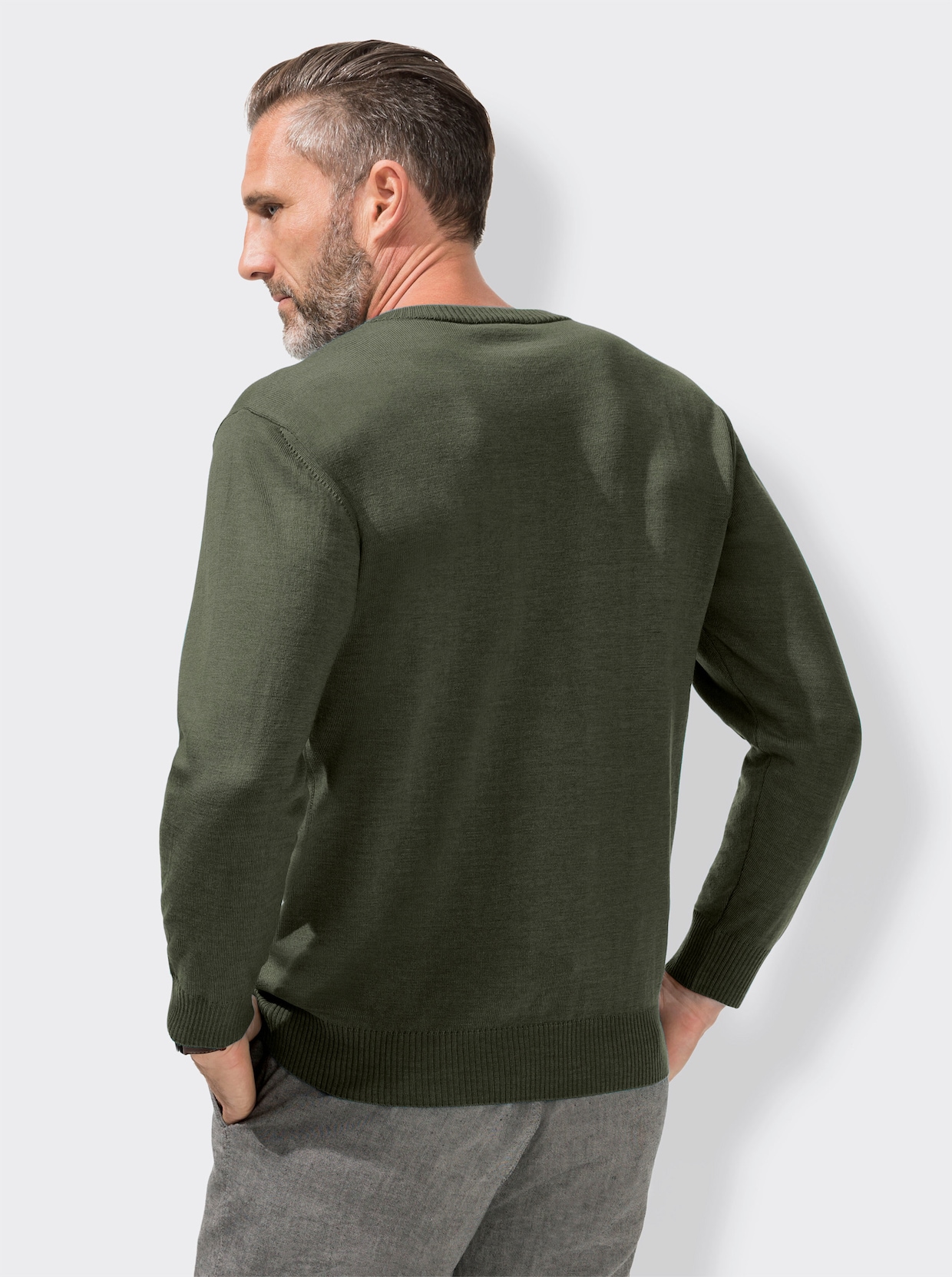 Marco Donati Pullover met V-hals - kaki