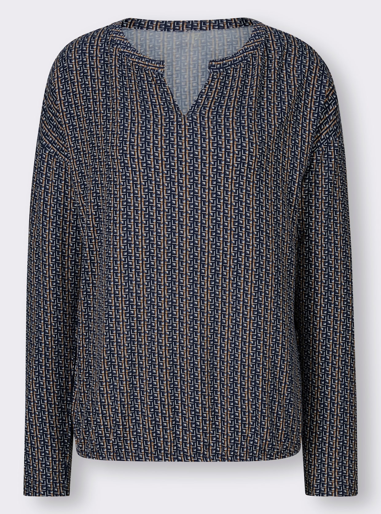 heine Blusenshirt - rauchblau-braun-bedruckt