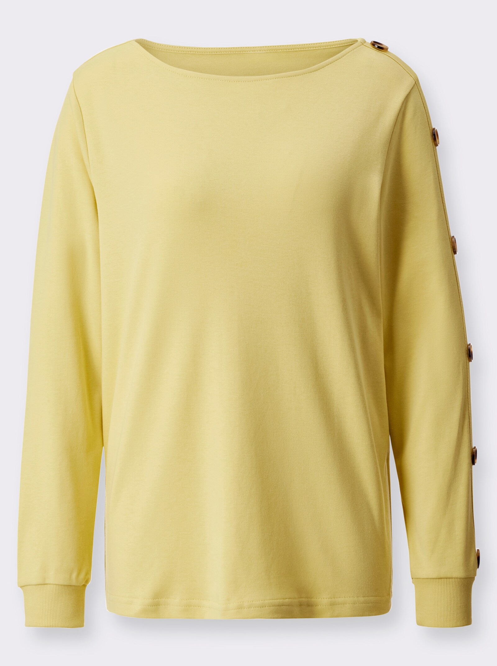 Lang sweatshirt met sierknopen - citroen