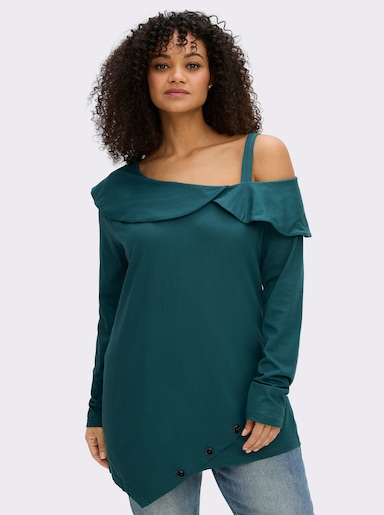 sheego by Joe Browns Langarmshirt in modischer Asymmetrie - petrol