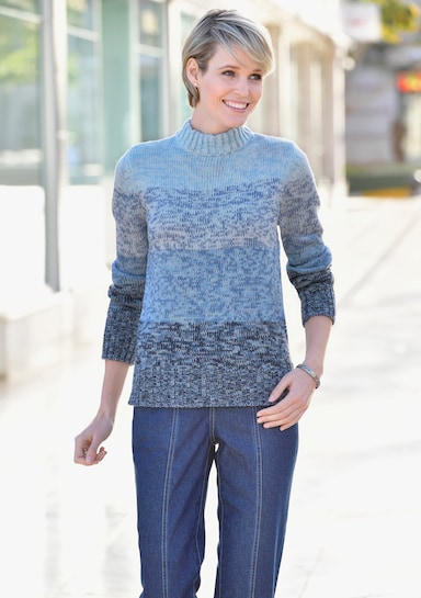 Pullover - blau-meliert