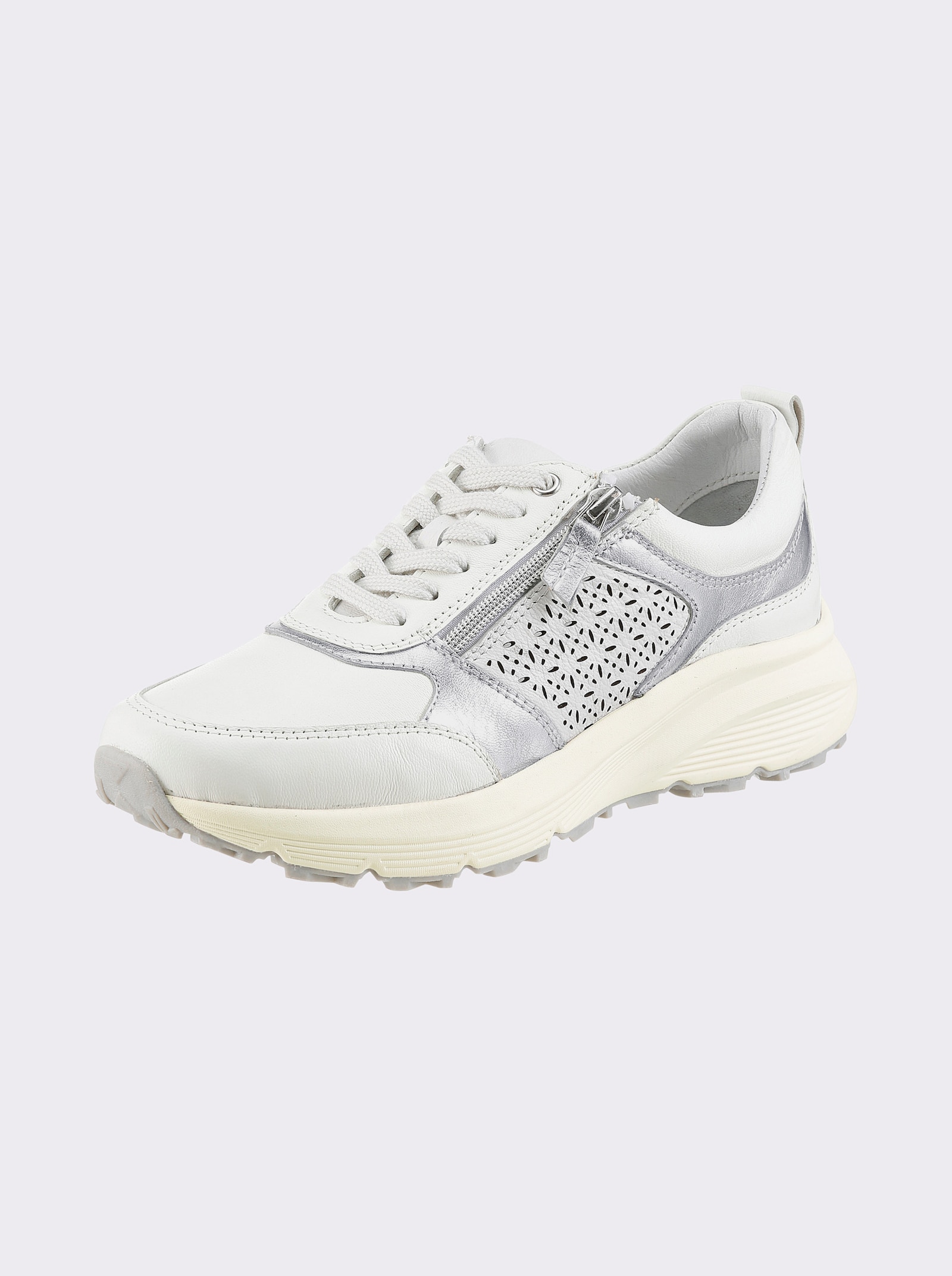 Naturläufer Sneaker mit Glanz-Partien - elfenbein