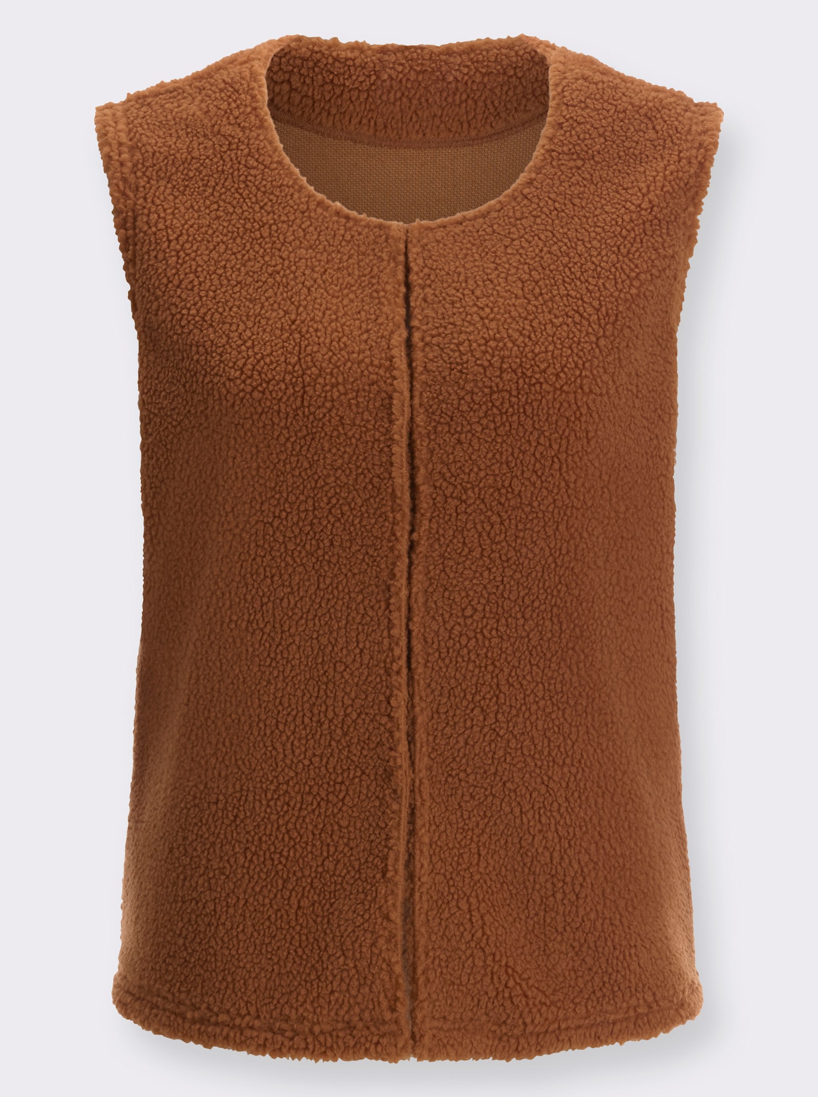 Fleecová vesta z teddy fleecu - koňaková