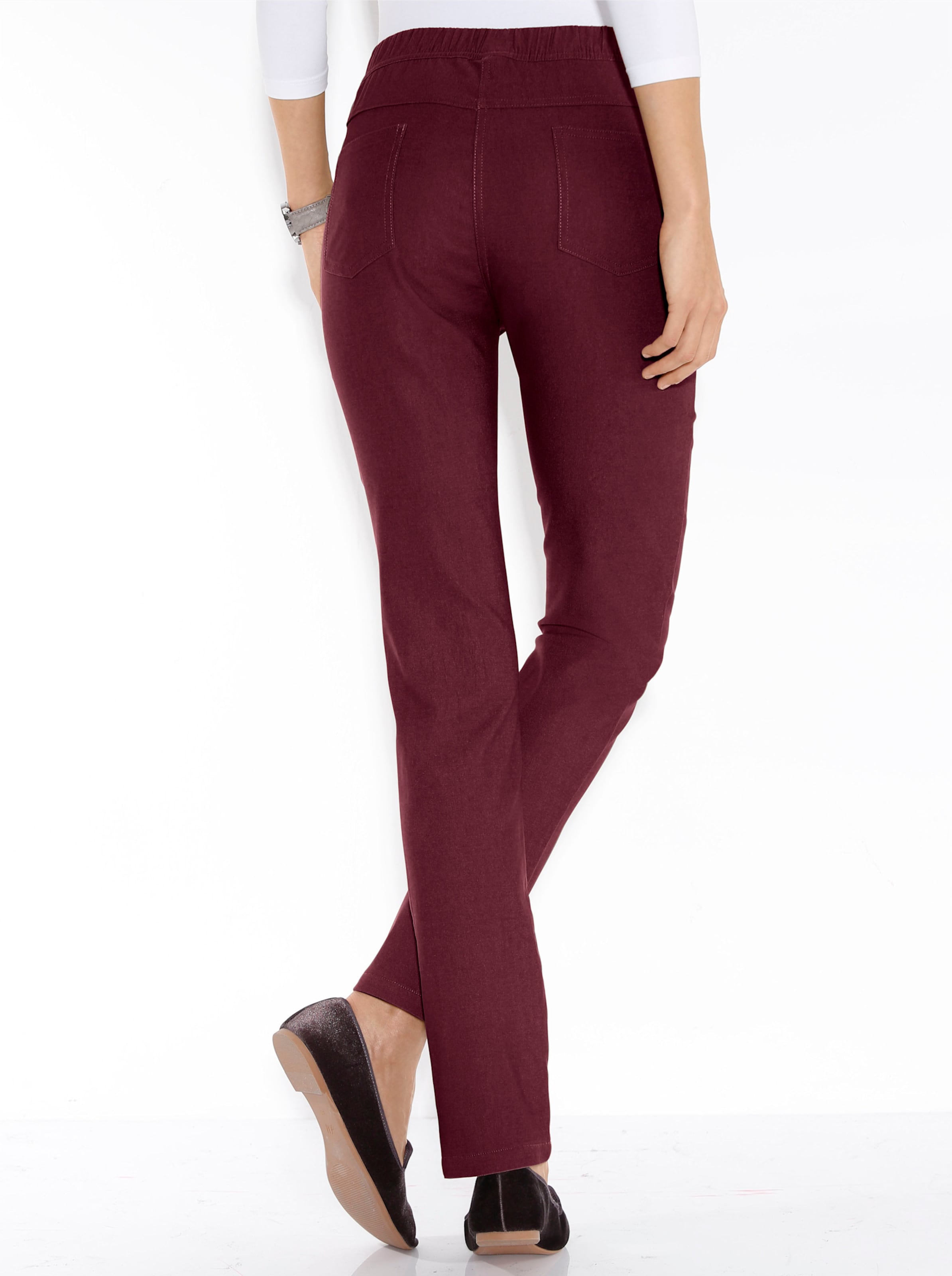 Classic Basics Damen Dunkelrot Dehnbund-Hose Gr. 19, Kurzgrößen, Rot (Bordeaux), 72% Viskose, 25% Polyamid, 3% Elasthan, Unifarben, Lang, Hosen - Bild 3