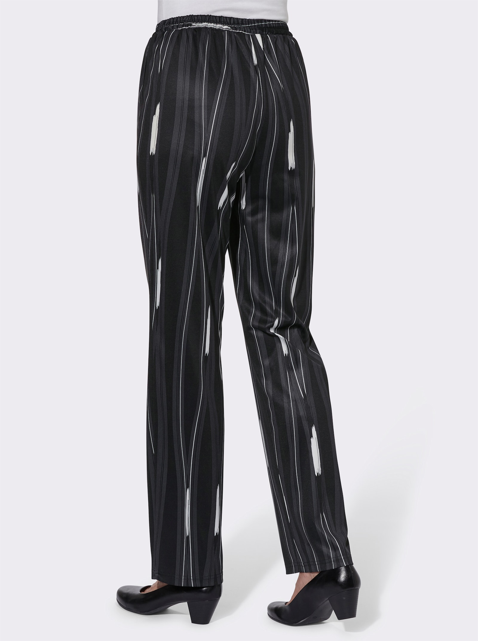 Jerseyhose mit Bindeband - schwarz-gewellt