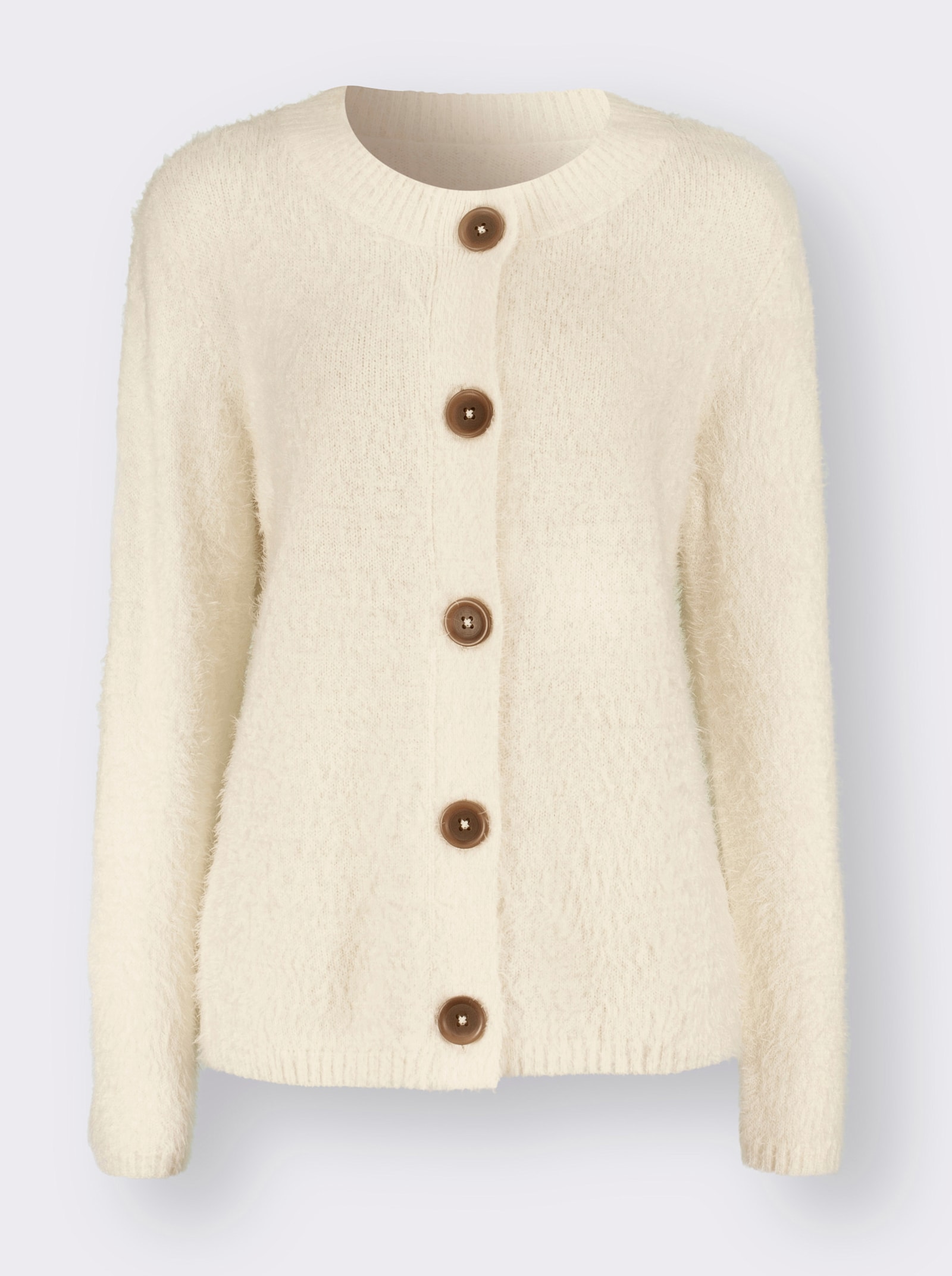 Strickjacke aus Flauschgarn - champagner