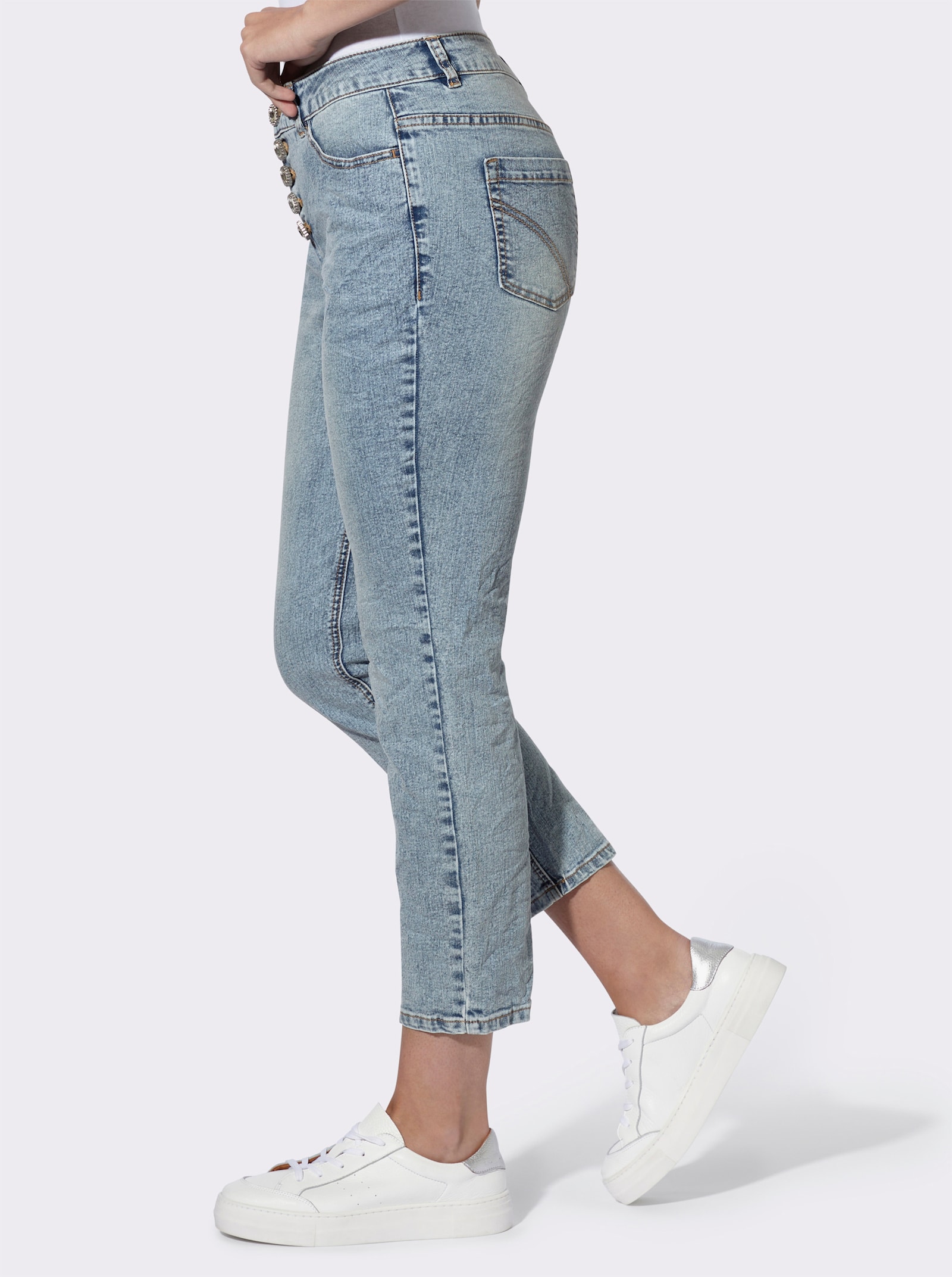 heine Jean effet froissé - bleu blanchi