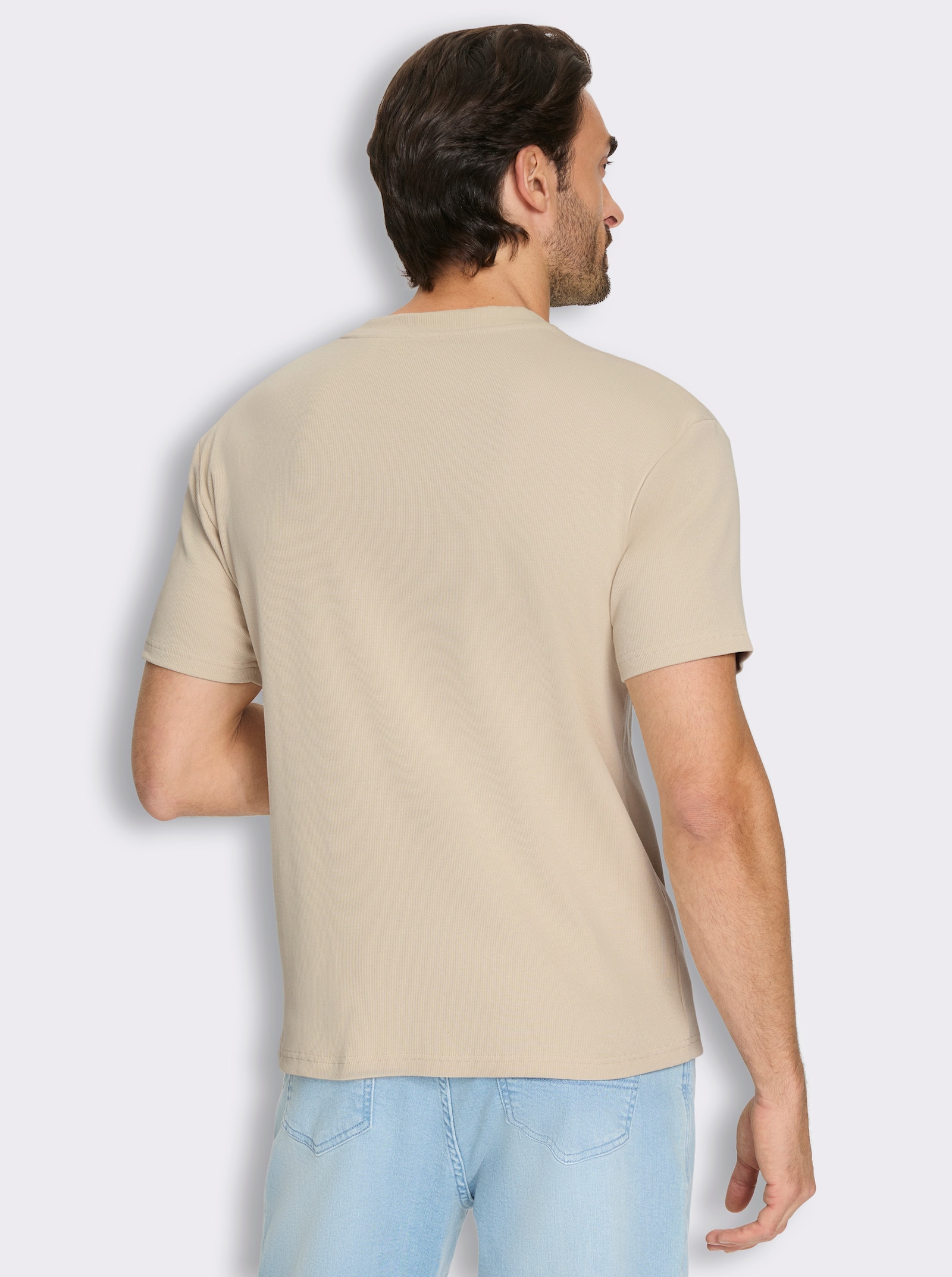 Marco Donati Kurzarmshirt im Loose-Fit, Baumwolle - sand