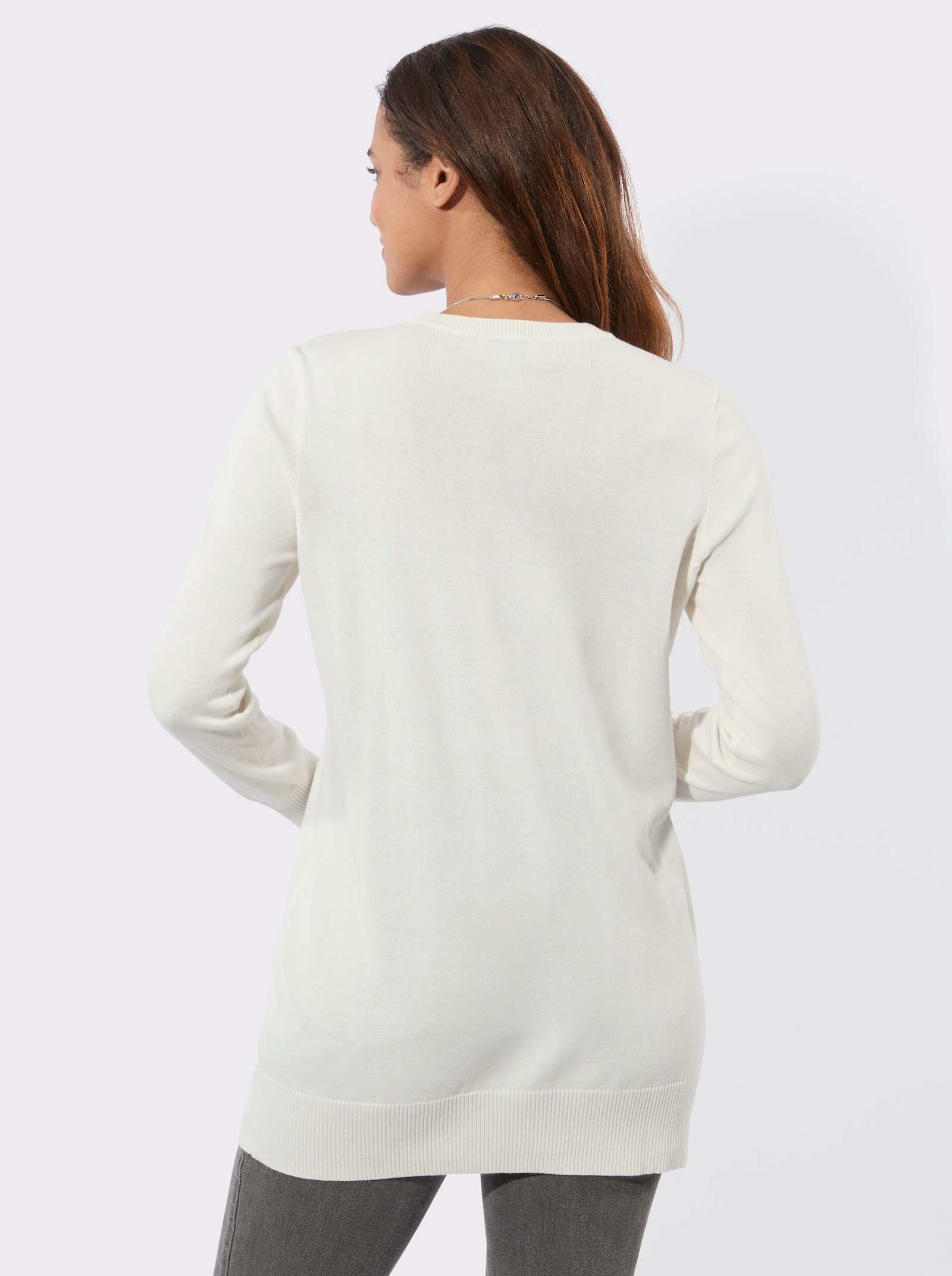 Longpullover in Feinstrick-Qualität - ecru