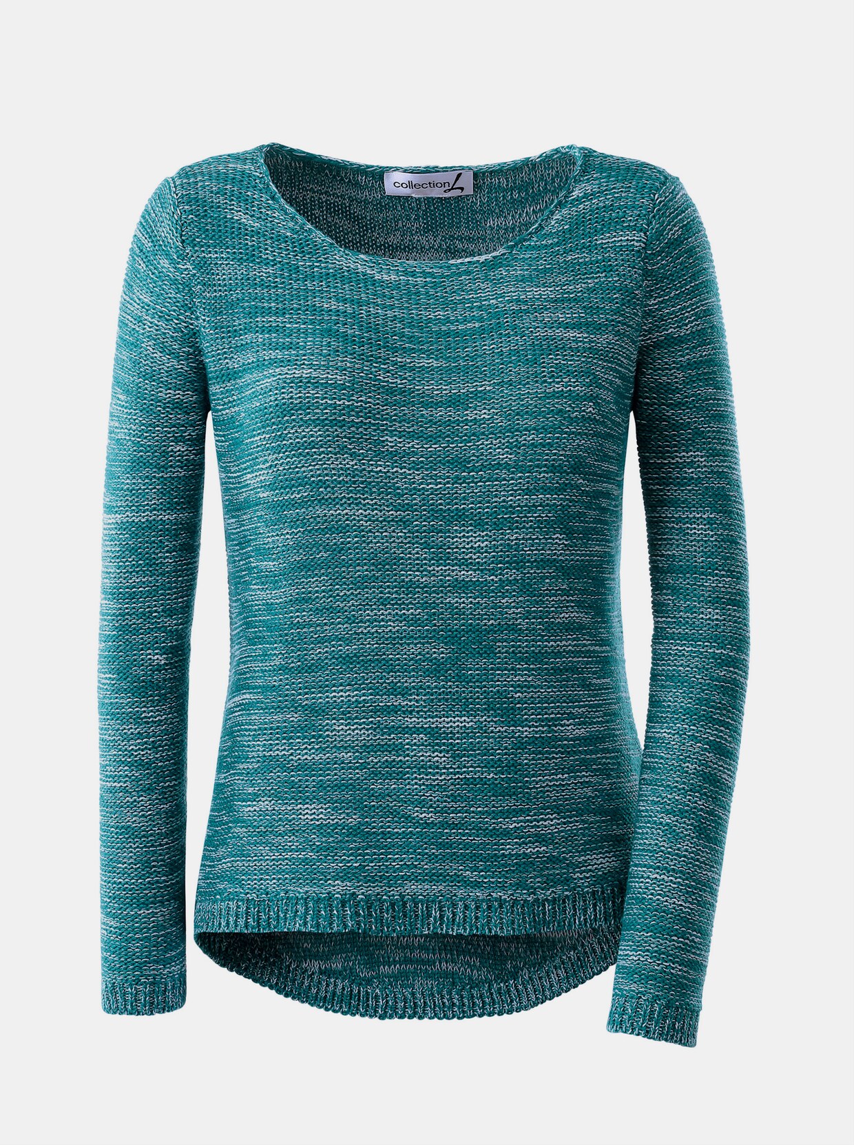 Pull encolure ronde - bleu pétrole chiné