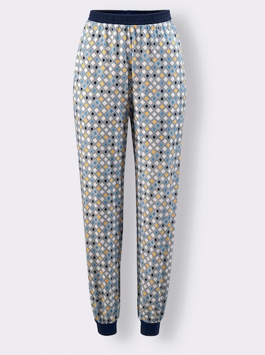 Pyžamo-Kalhoty - nebesky modrá-potisk