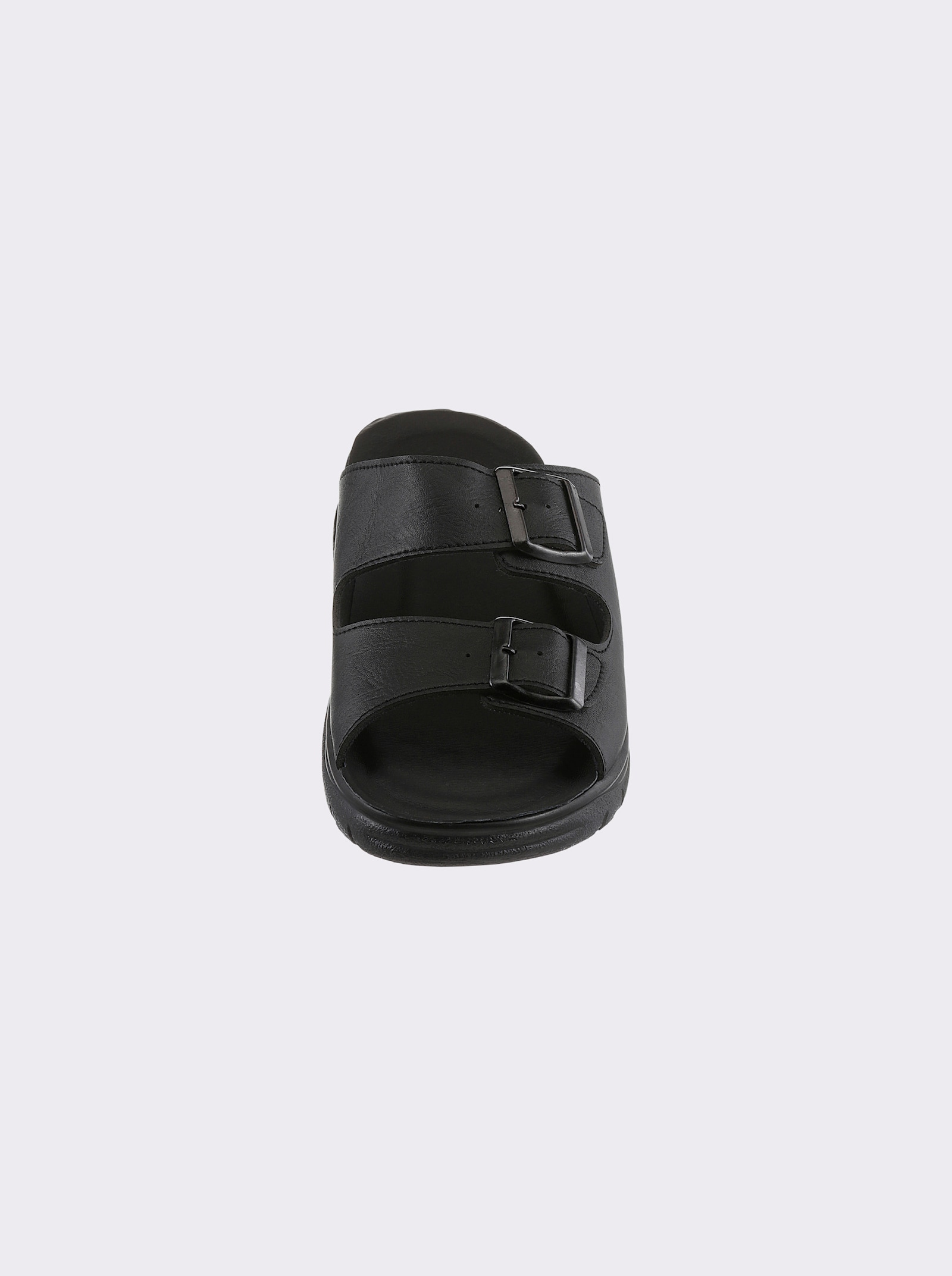 airsoft modern+ Pantolette aus Lederimitat, weich gepolstert - schwarz