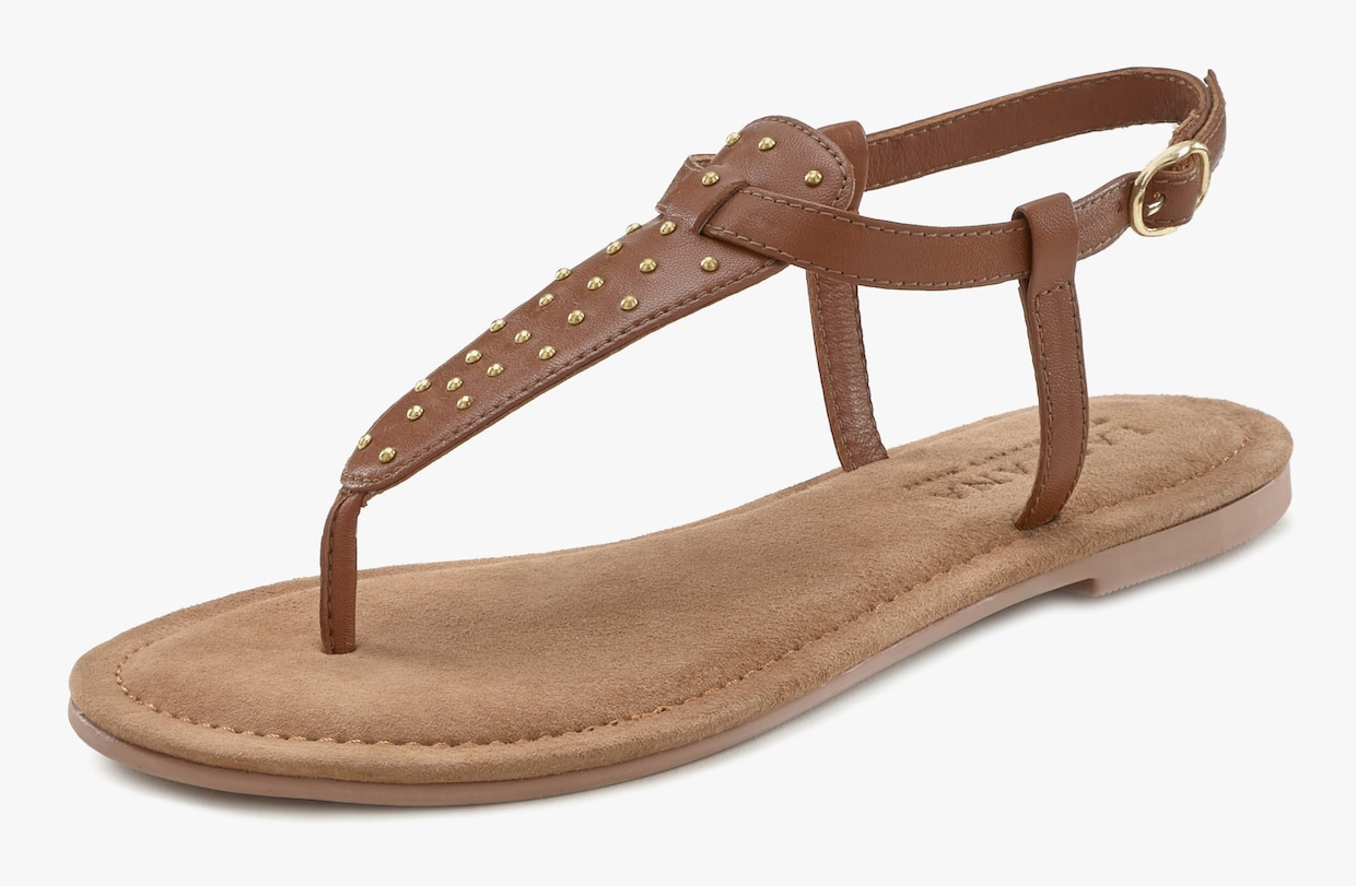 LASCANA Teenslipper - camelkleurig/goudkleurig