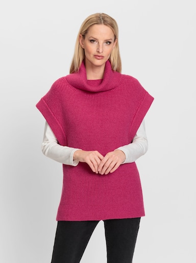 heine Slip-over met rolkraag - fuchsia gemêleerd
