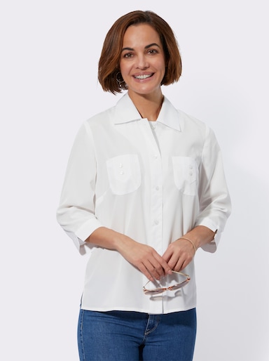 Crêpebluse in pflegeleichter Qualität - weiß