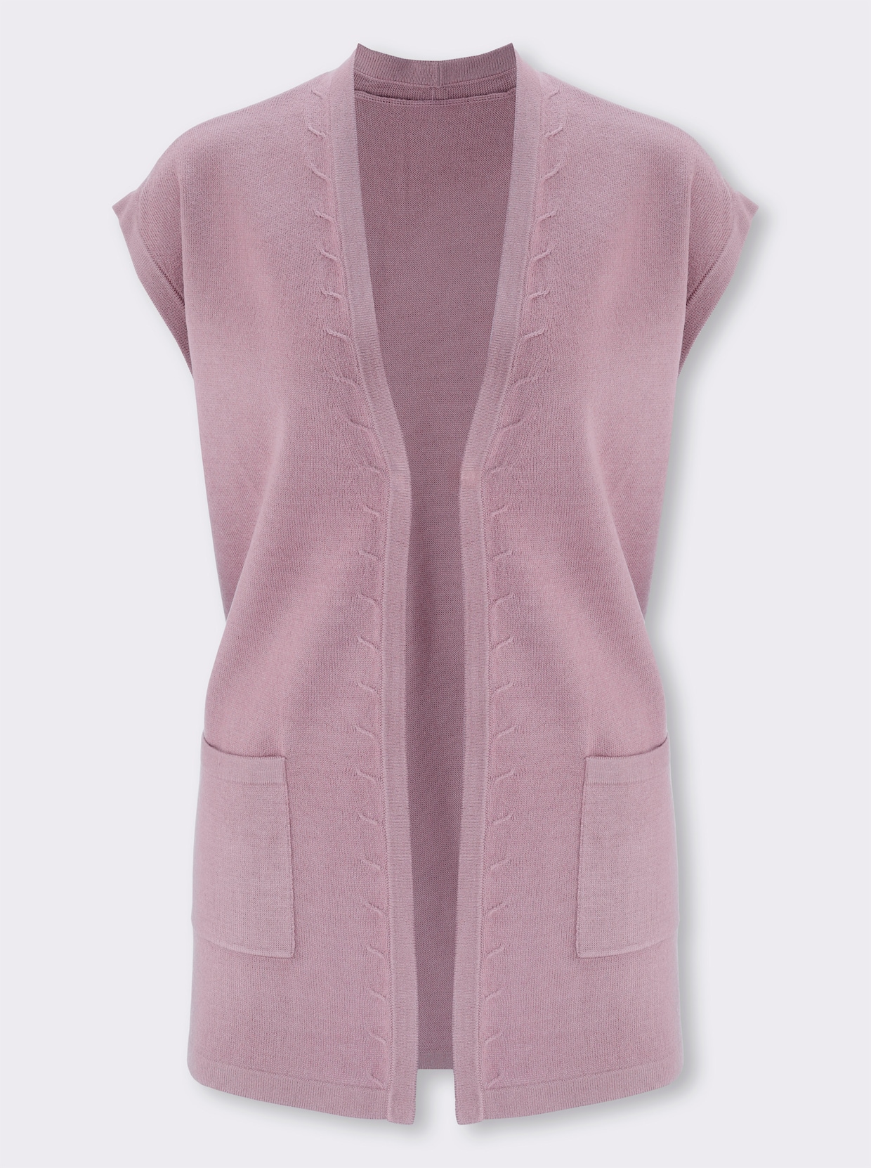 Strickweste in Longform - mauve