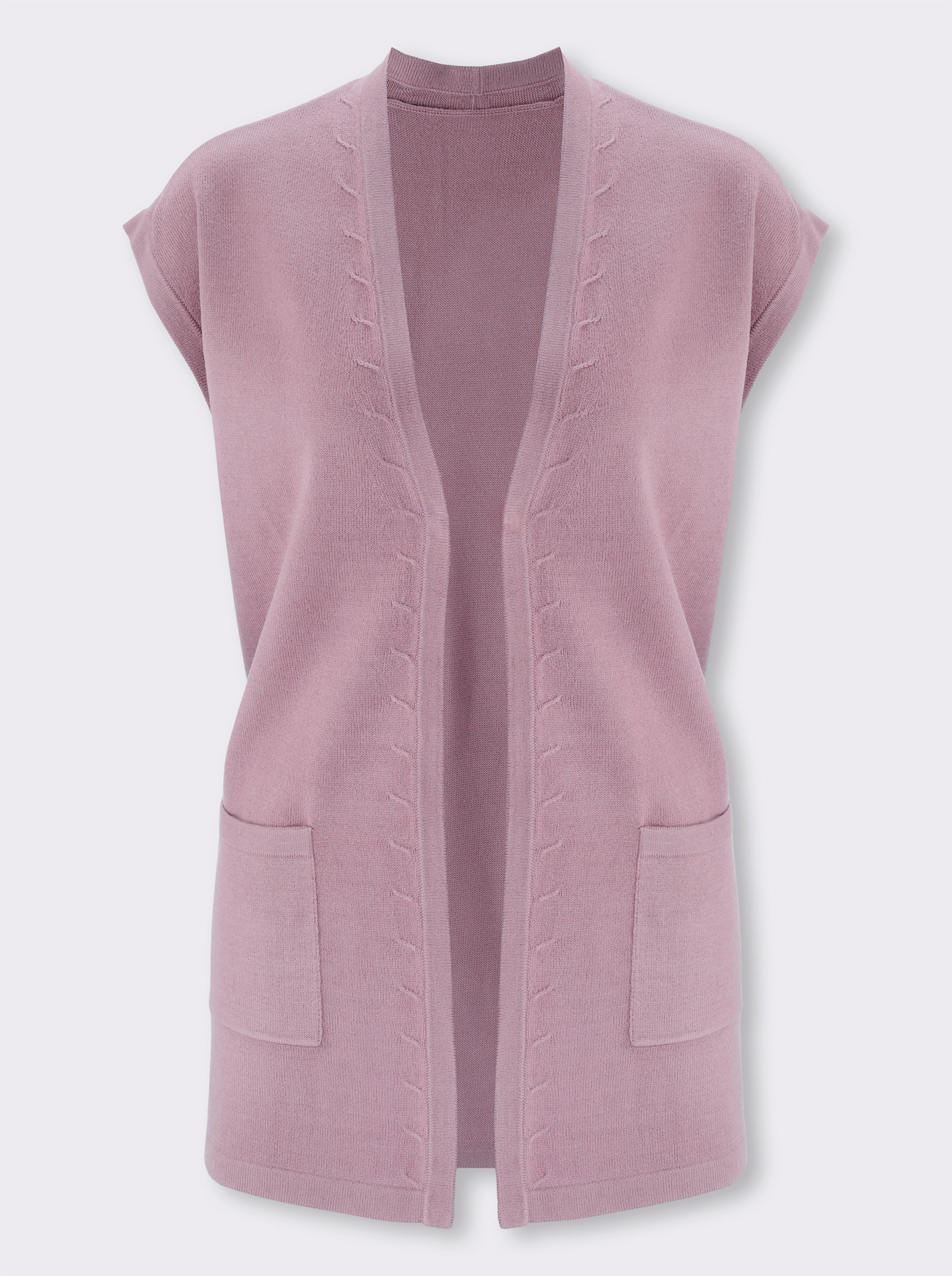 Strickweste in Longform - mauve