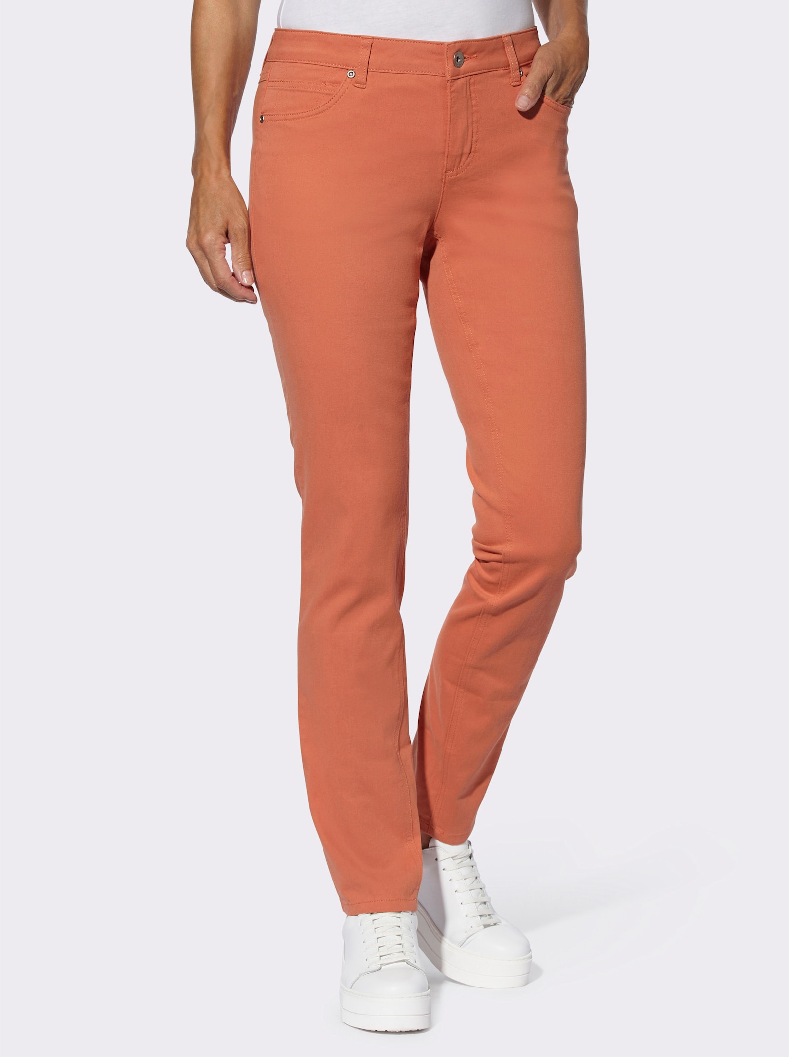 Broek in 5-pocketsmodel - papaya