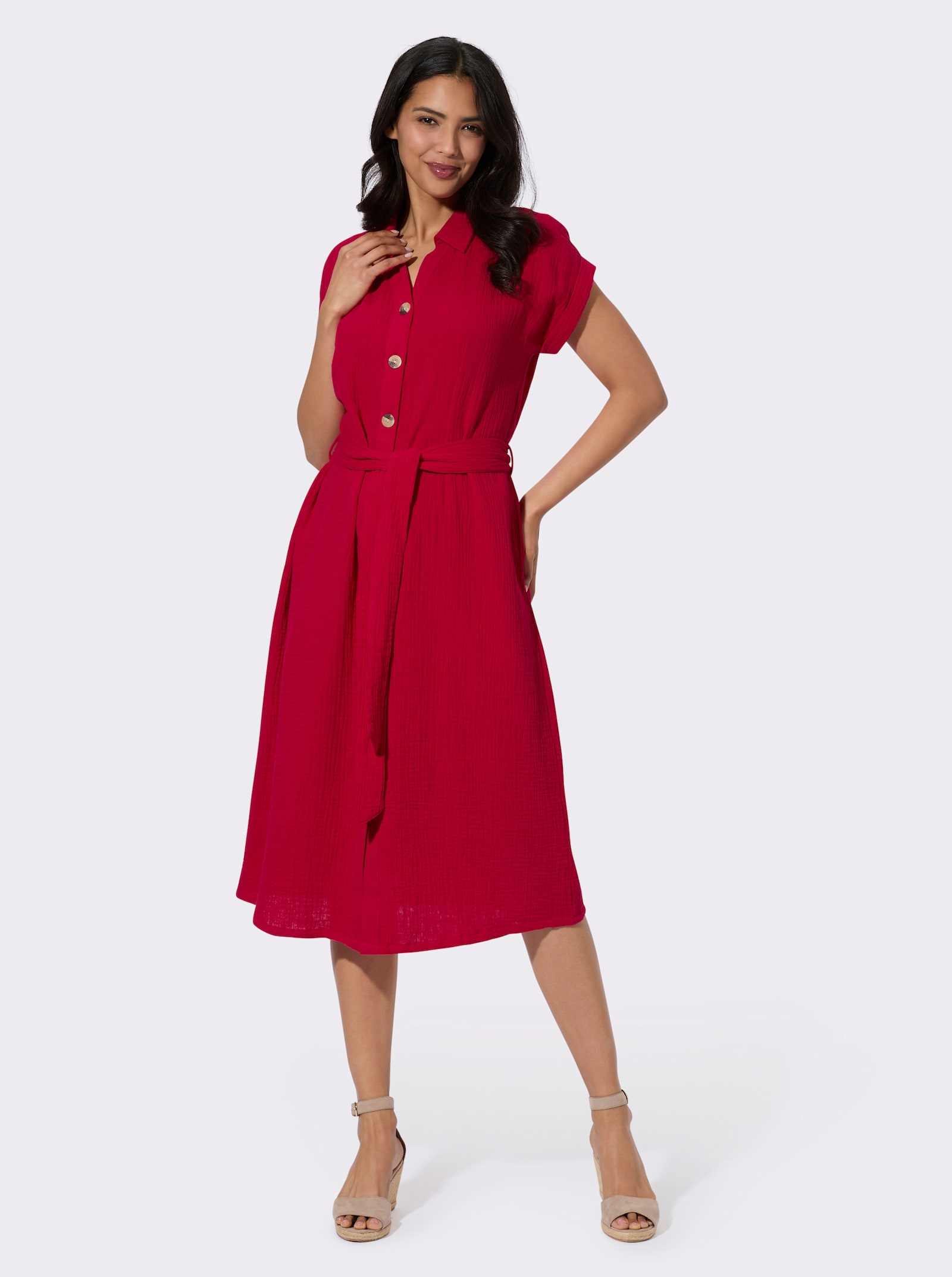 Baumwollkleid in Musselin-Qualität - rot