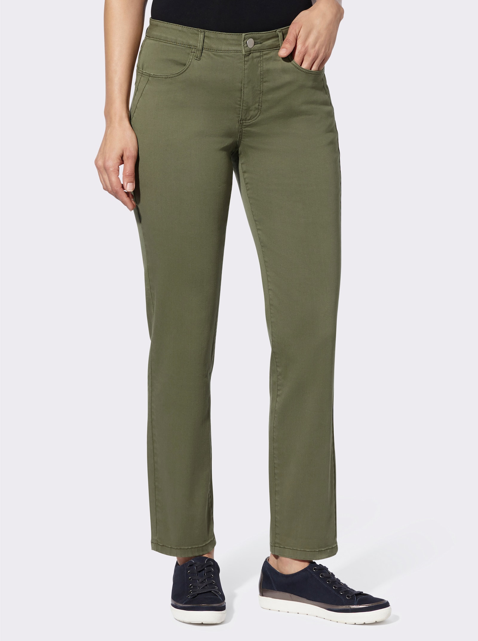 Jeans in Baumwoll-Stretch-Qualität - oliv