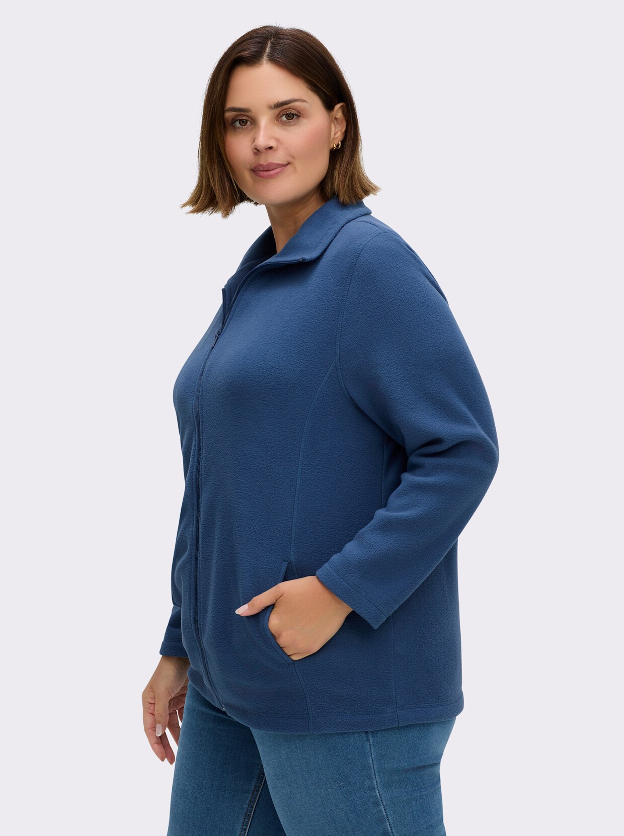 Fleecejacke mit zwei Taschen - nachtblau