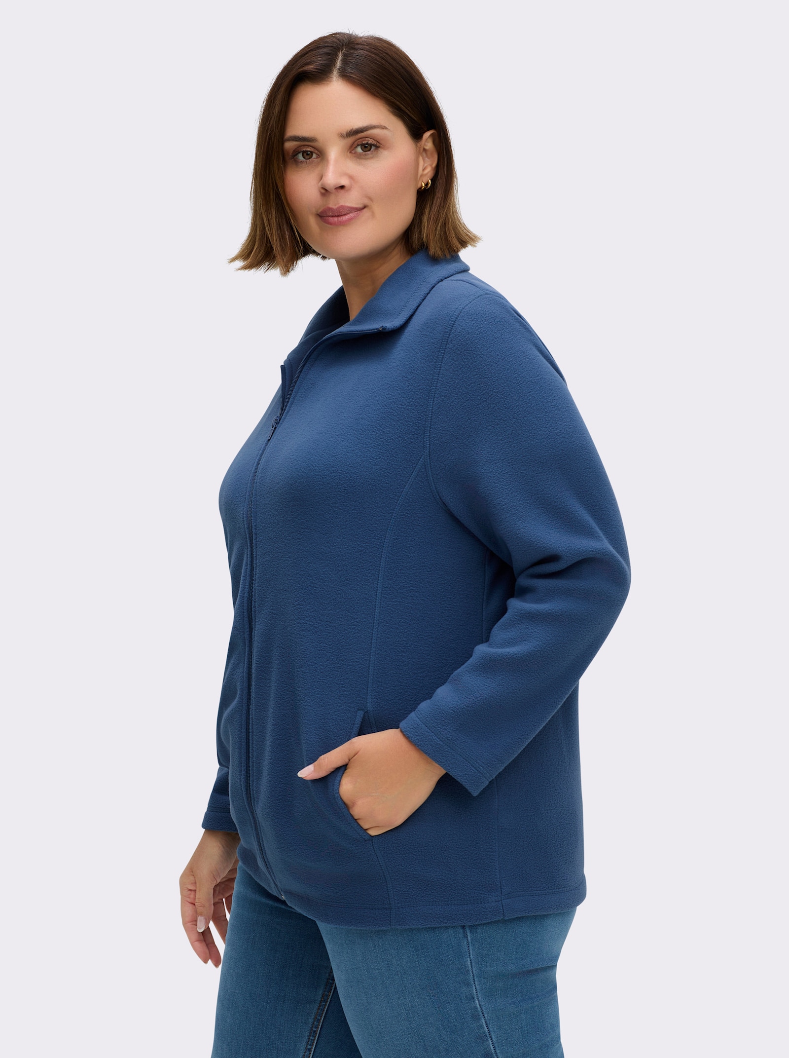 Fleecejacke mit zwei Taschen - nachtblau