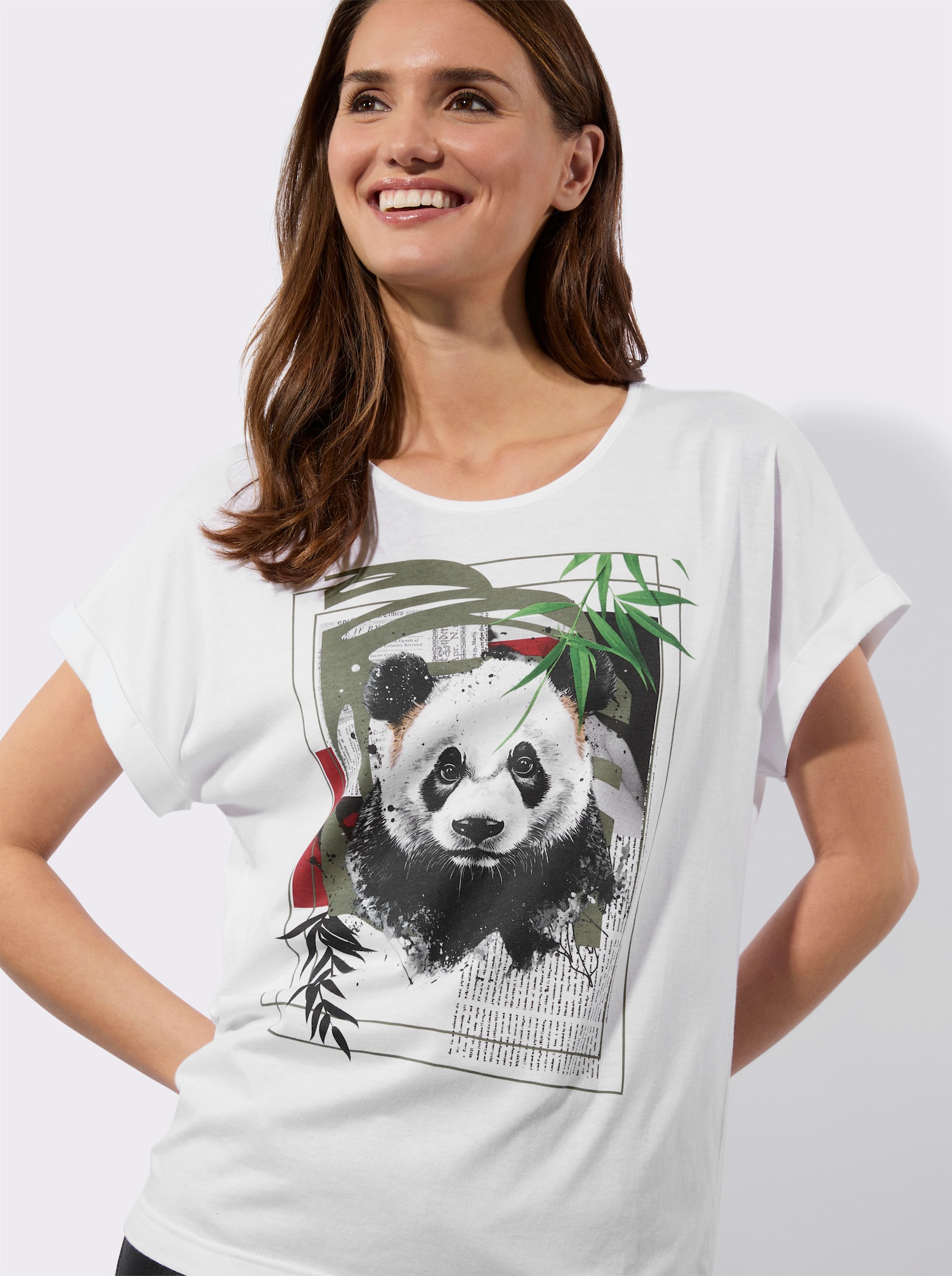 Shirt mit Panda-Motiv - weiß-bedruckt