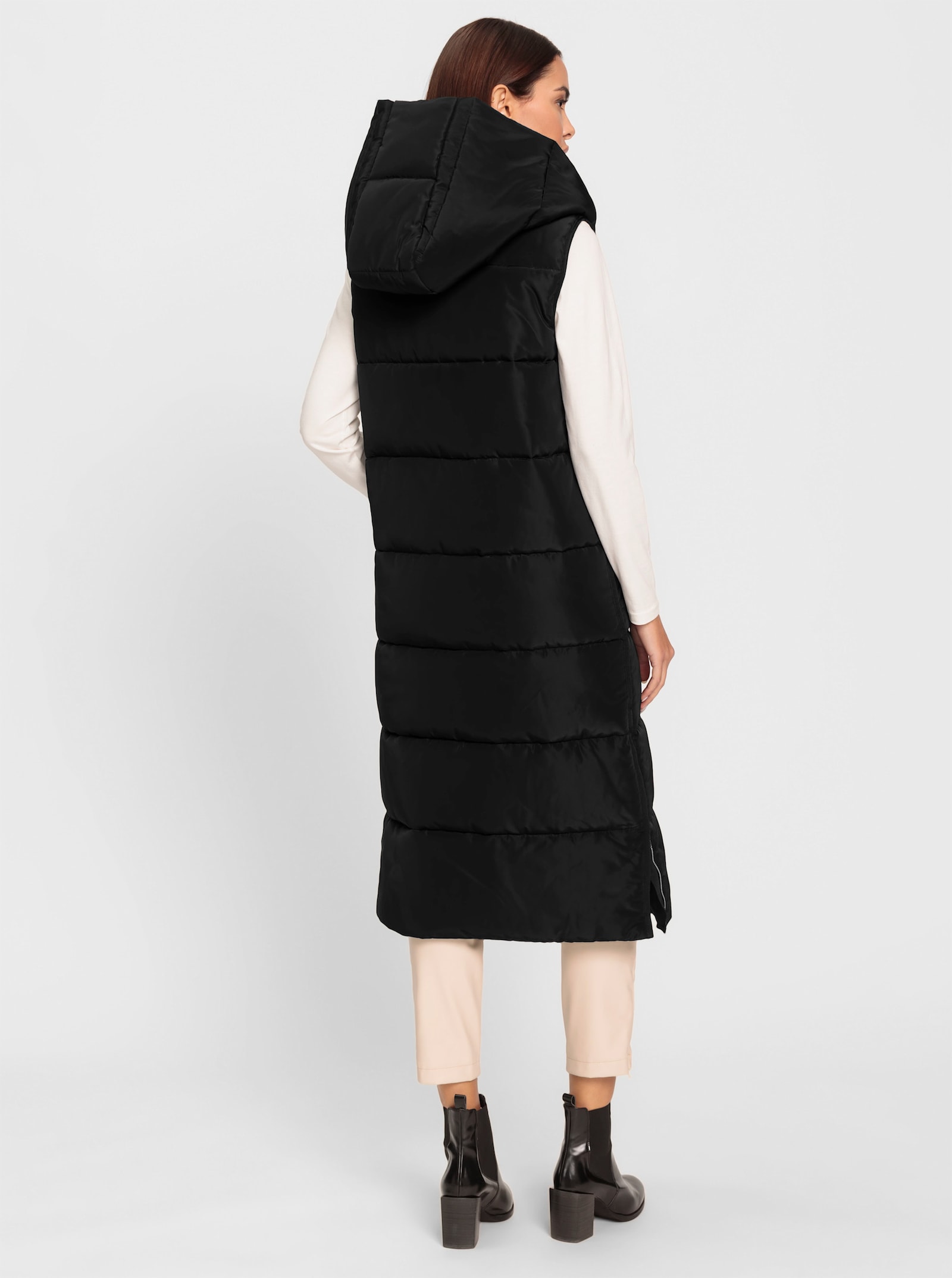 heine Longweste mit Seitenschlitzen - schwarz