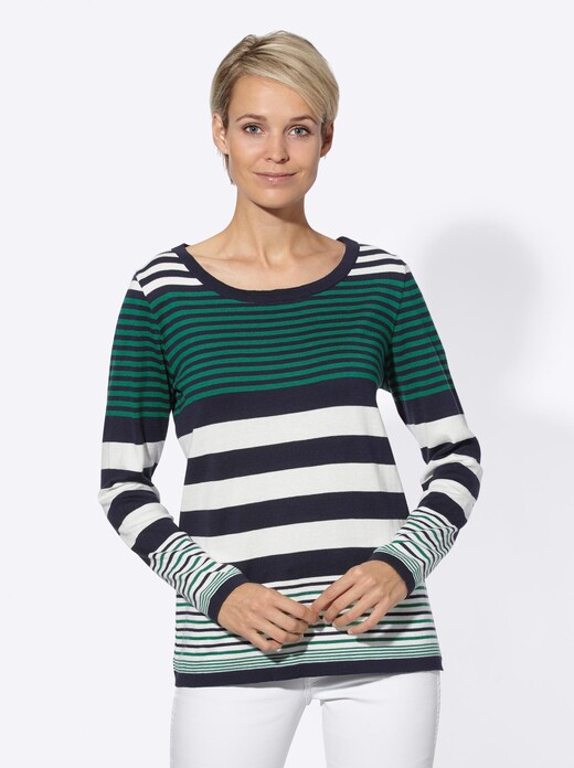 MILA SCHÖN Dark Blue Crewneck Pullover 100% Wool Sweater