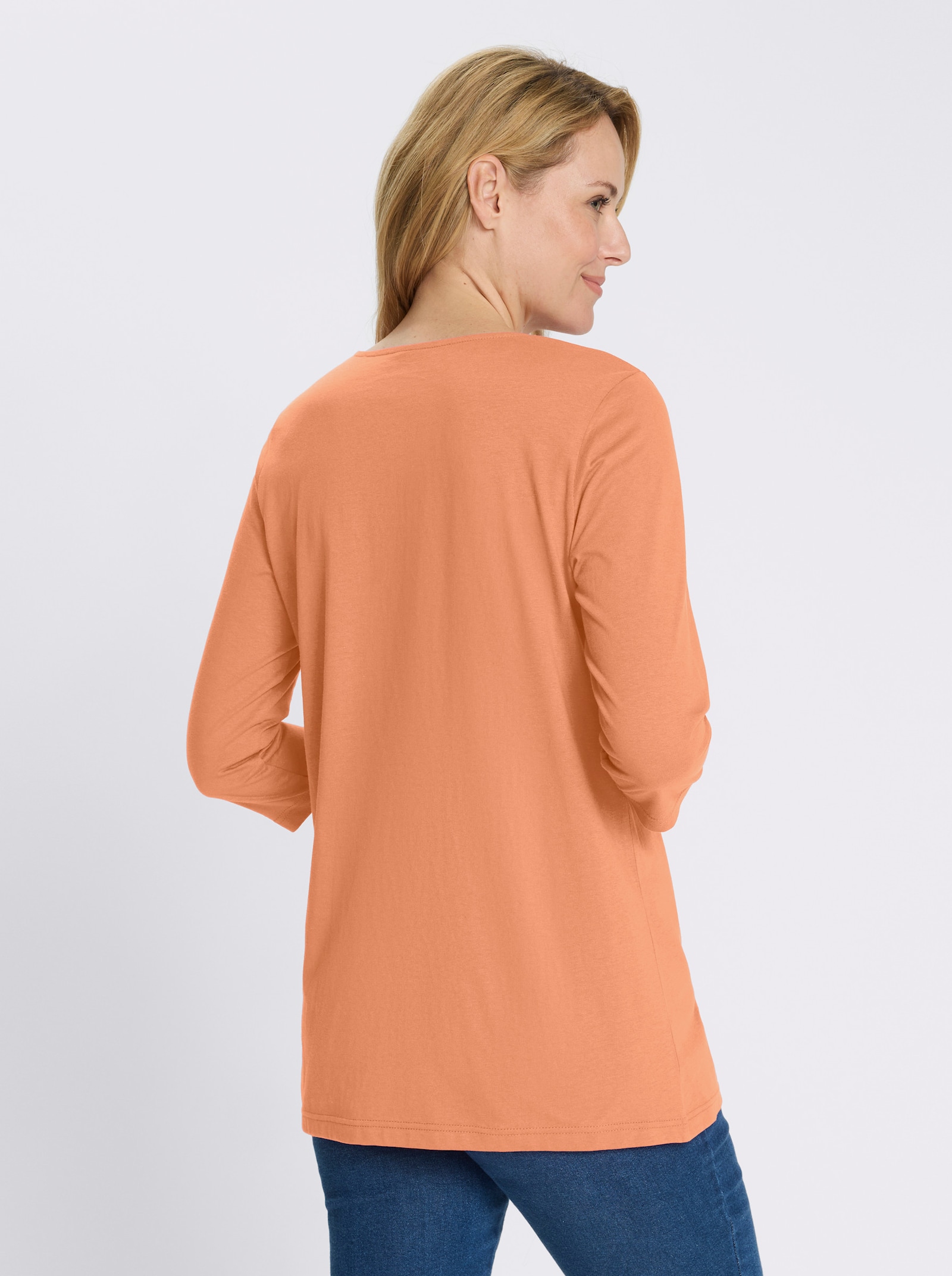 Longshirt mit Patch in Leder-Optik - papaya