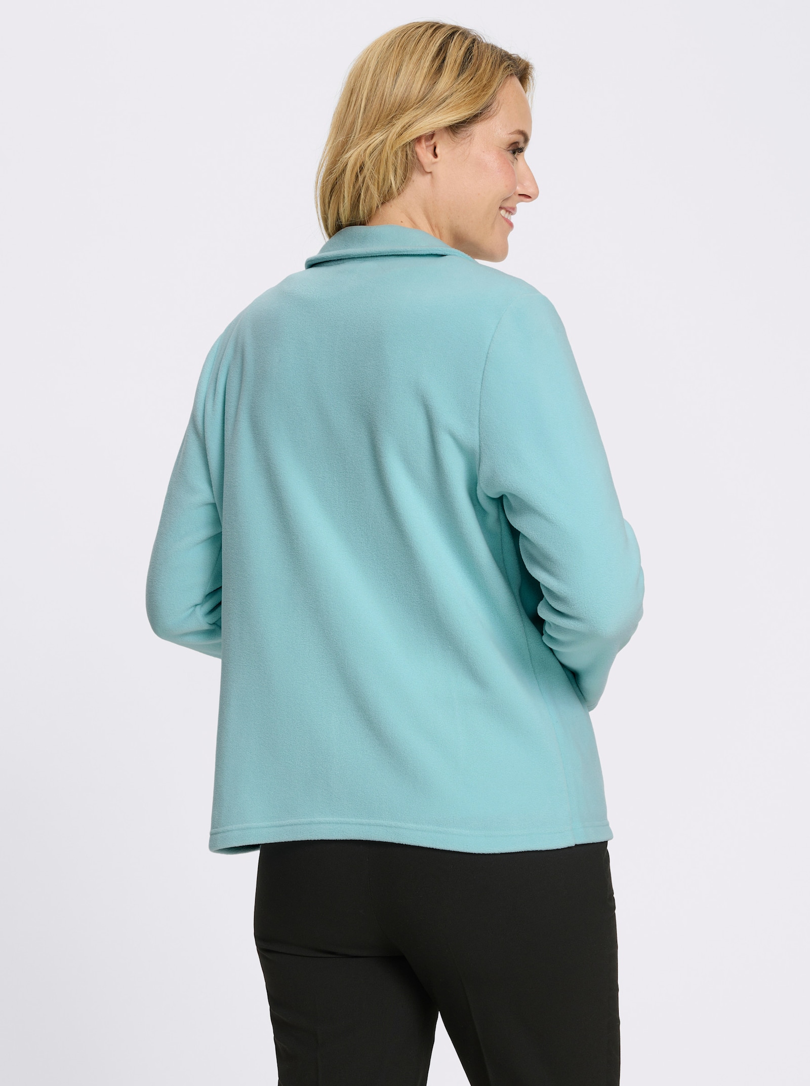 Fleecejacke mit Blütenstickerei - mint