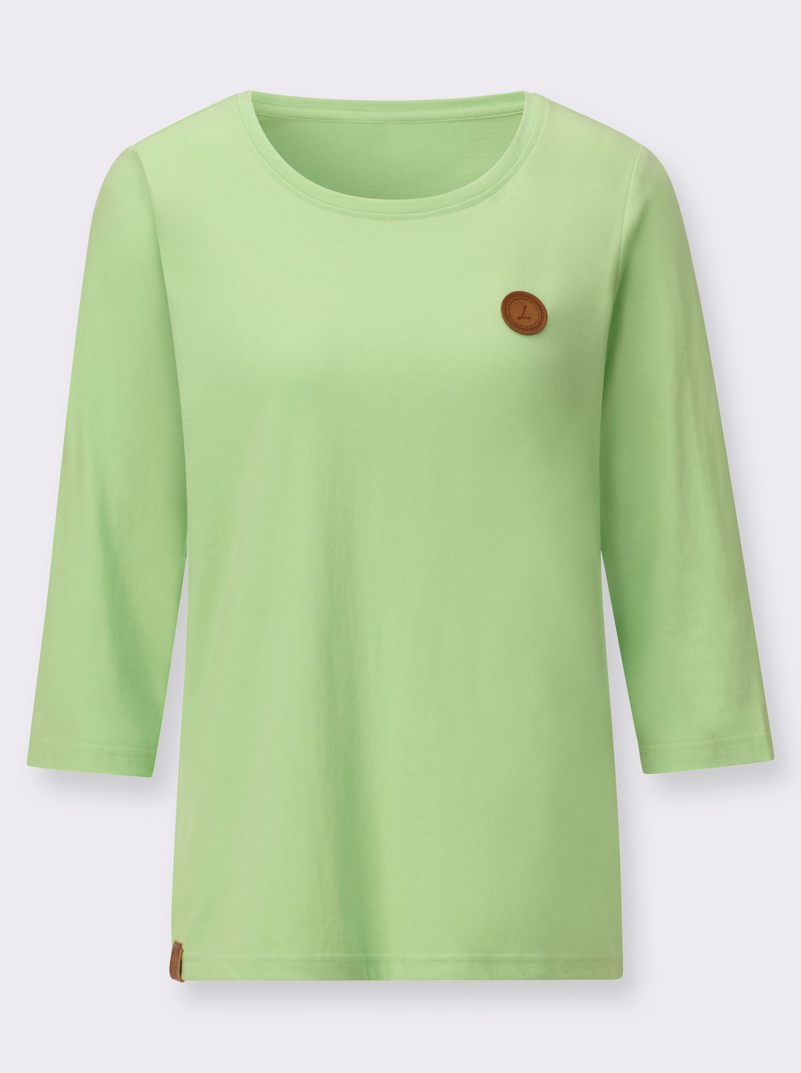 3/4-Arm-Shirt aus reiner Baumwolle - reseda