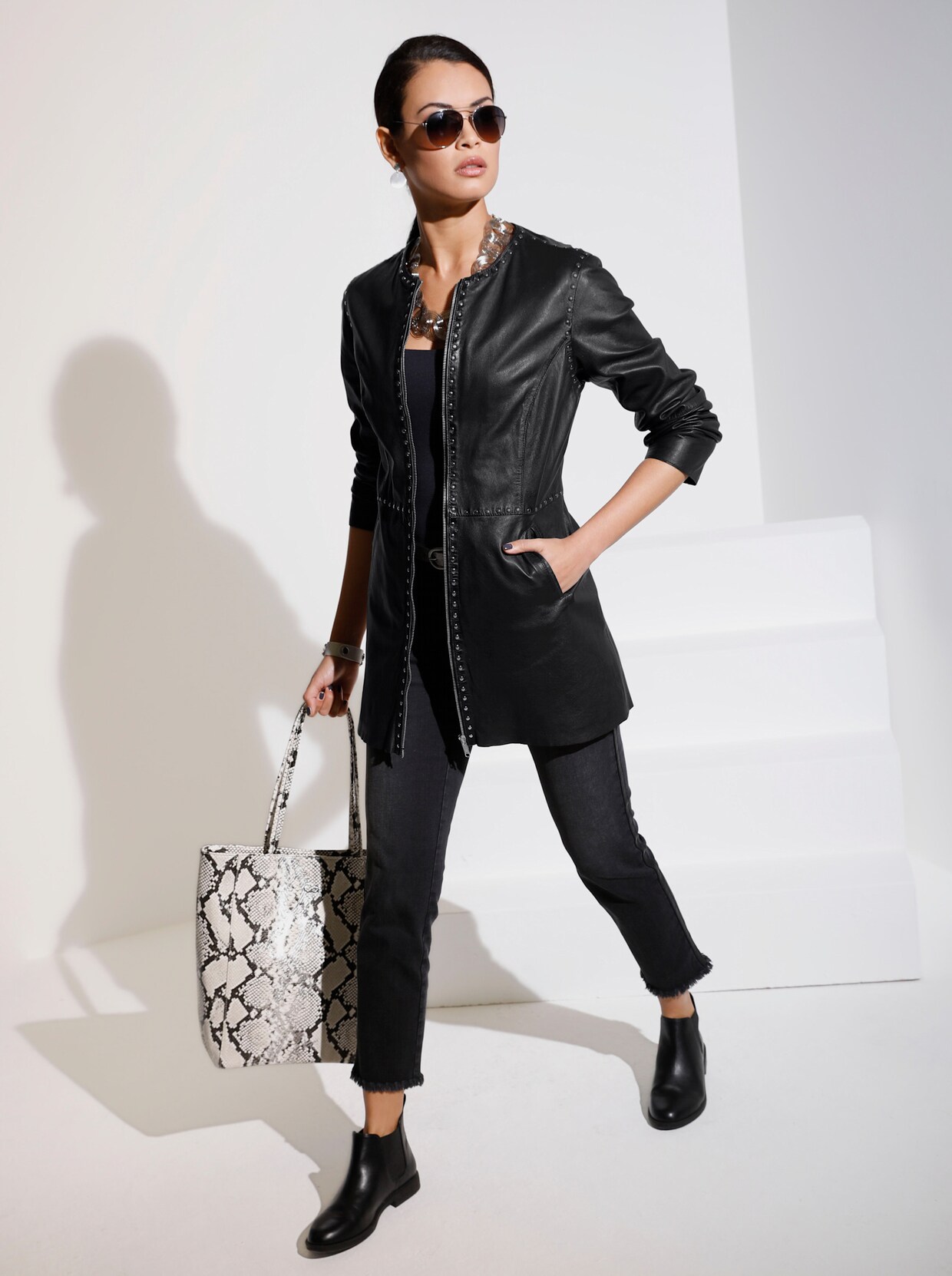Mainpol Lederjacke - schwarz